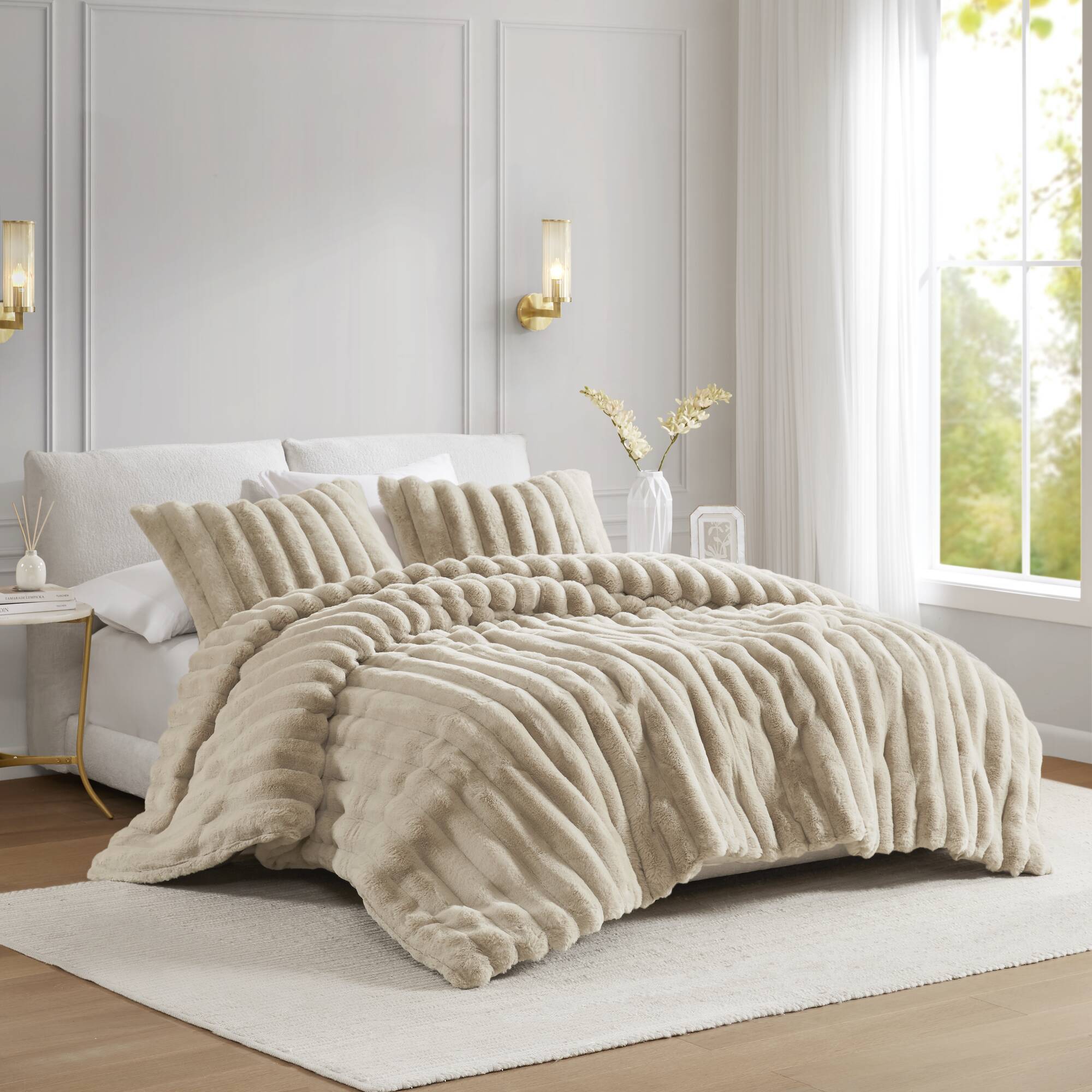 Ultrasoft Faux Fur Ribbed Comforter Set