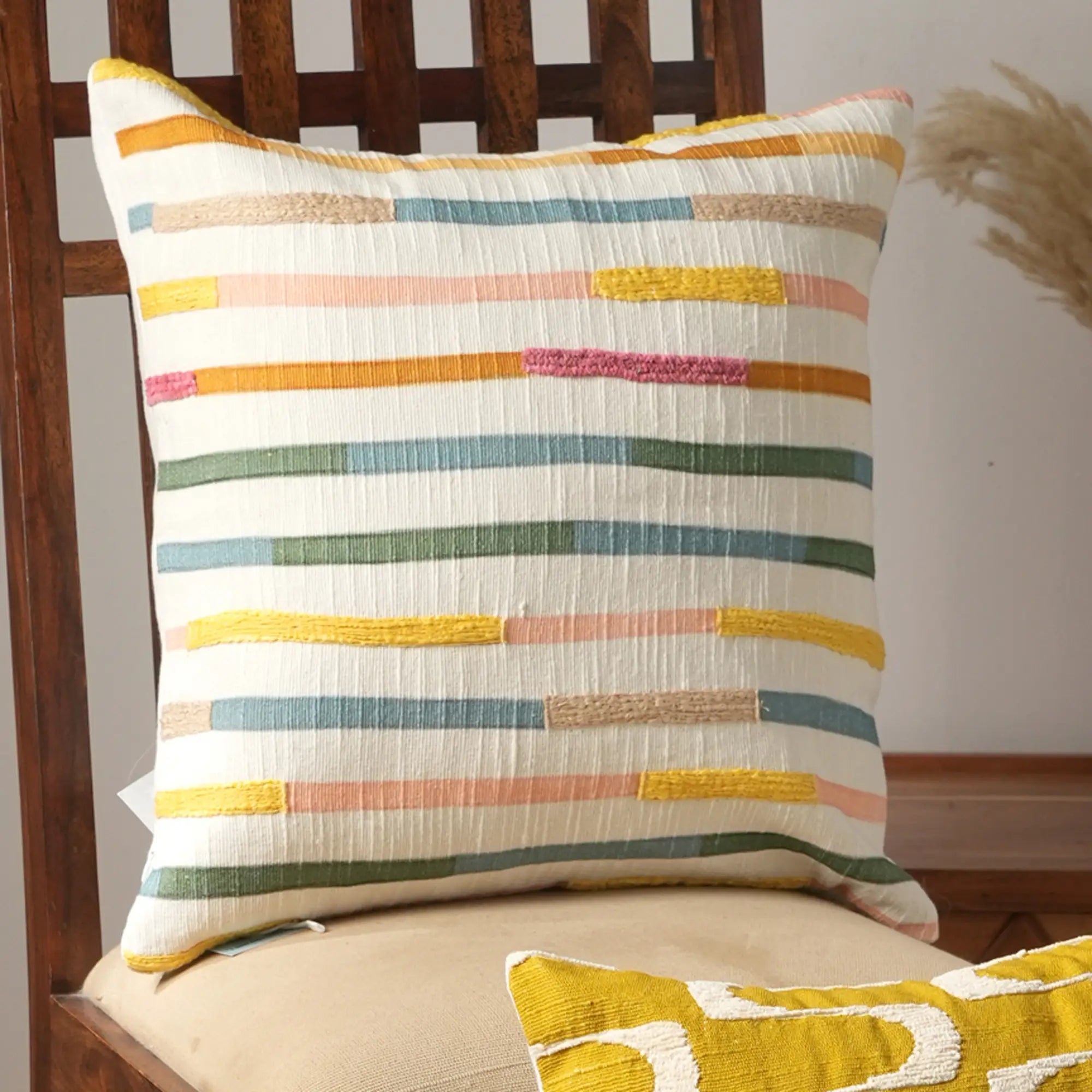 Mod Lines Printed & Embroidered Pillow