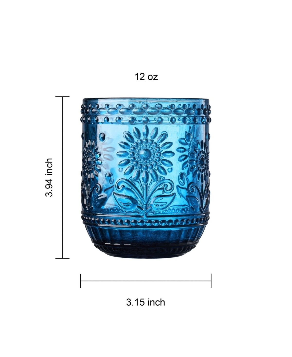 Vintage Embossed Floral Tumblers Set of 4