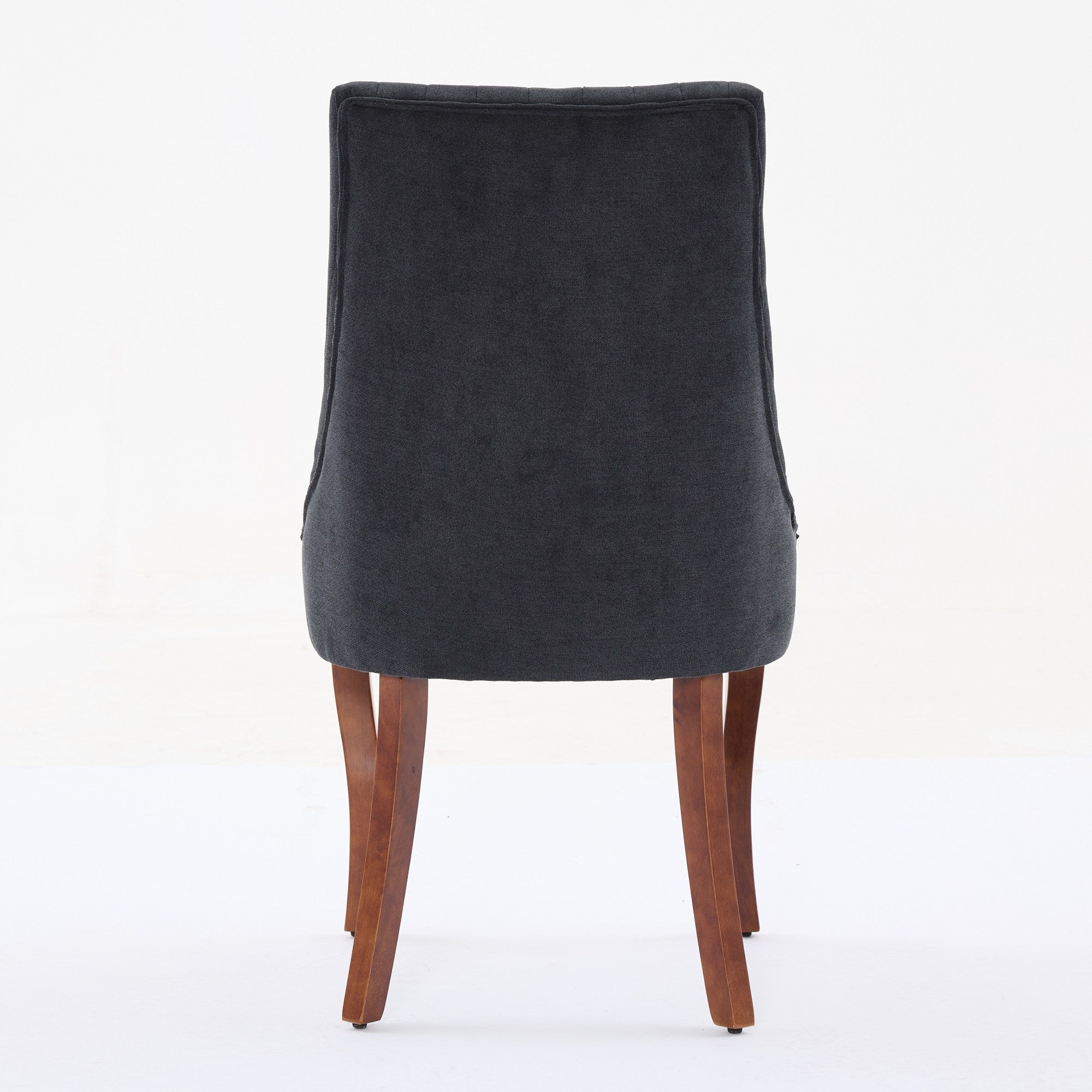 Rayon Cloth Flocking Linen Dining Chairs Channel Kitchen Dinner Chair Comfy Fabric Upholstered Accent Chair for Dining Room with Curved Solid Wood Legs,Set of 2 (Black), SW1847BK