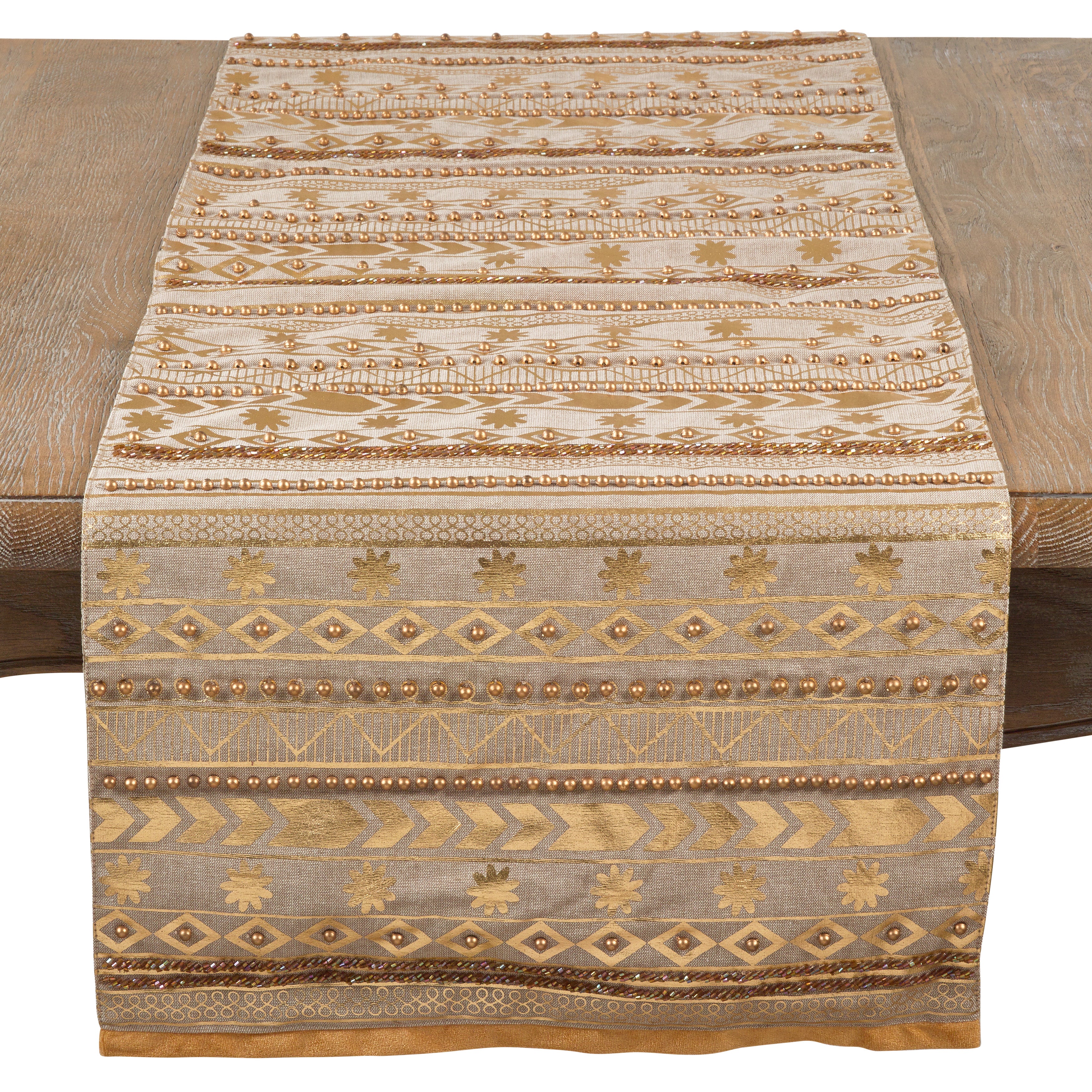 Beaded Aztec Design Cotton Table Runner