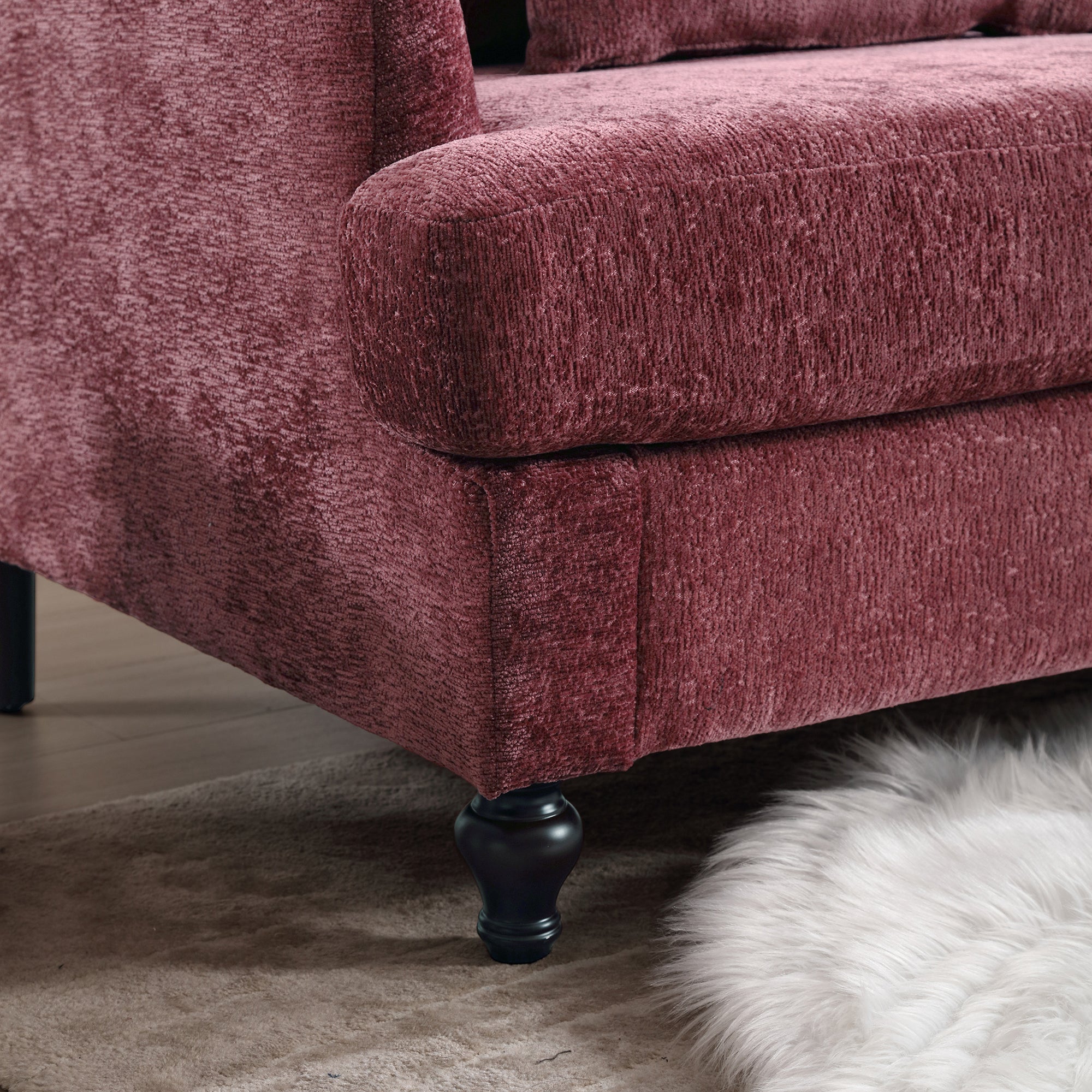 Chenille Tufted Upholstered Club Accent Chair