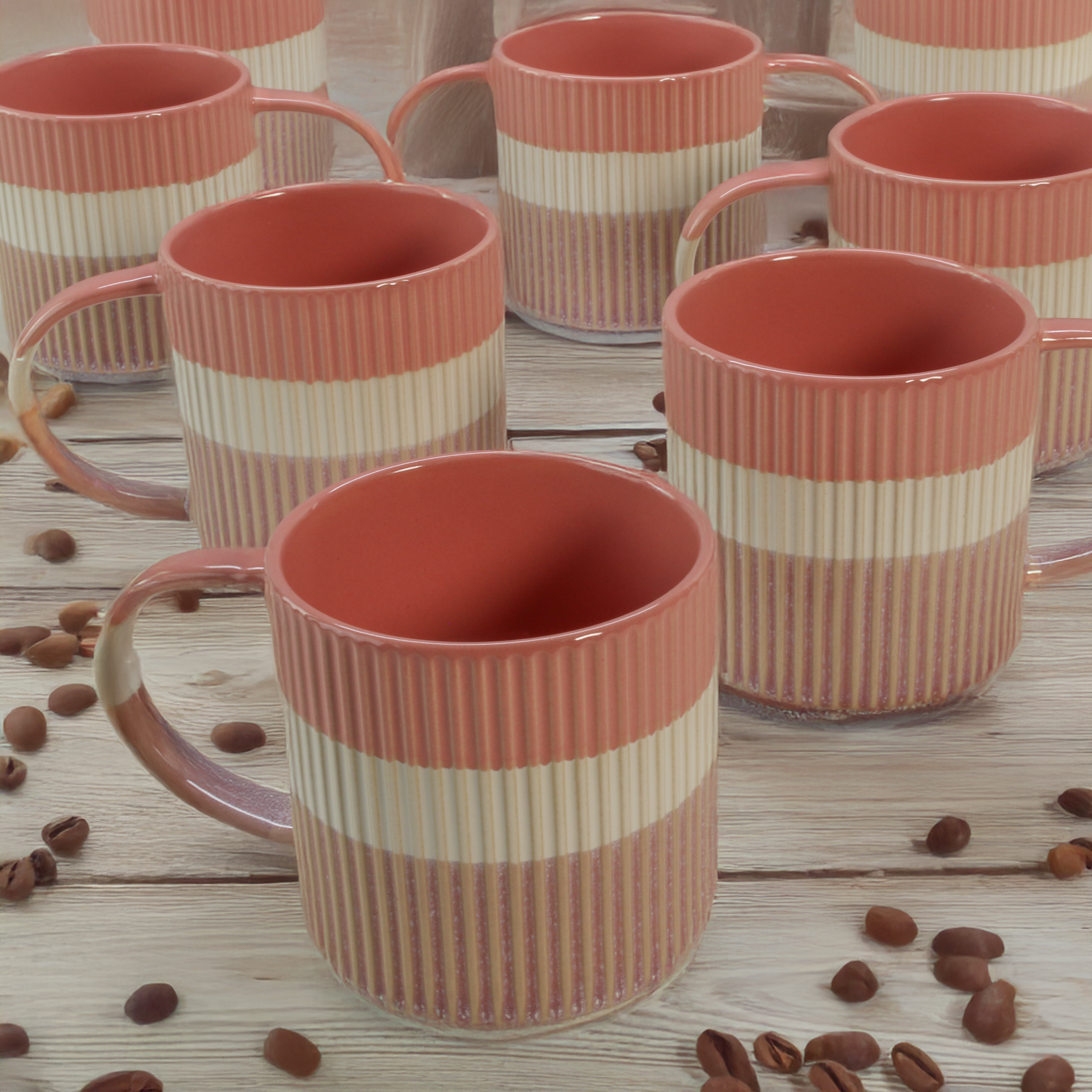 Tri-Color Mugs 14.5 oz, Set of 8