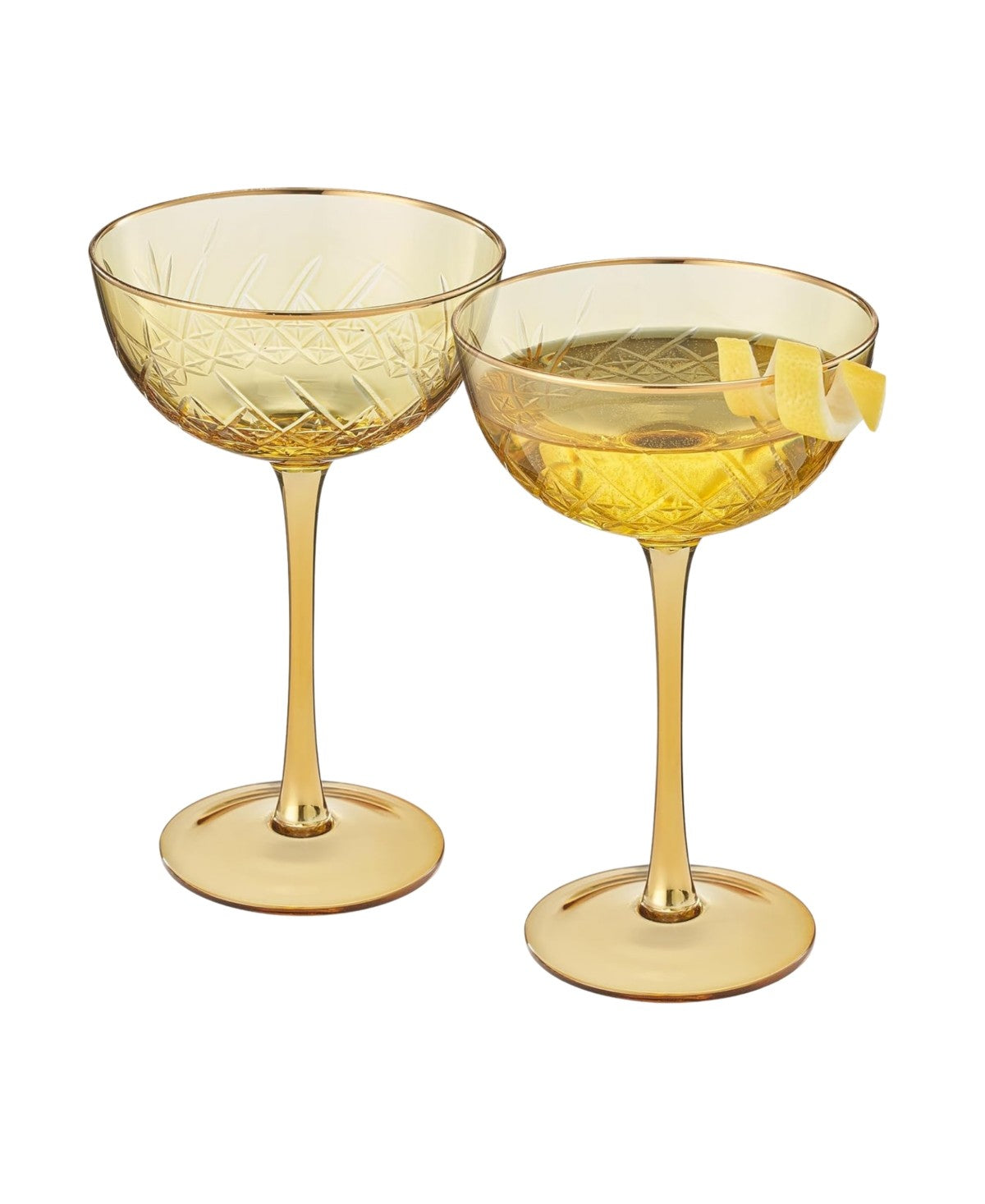 Yellow Vintage Art Deco Coupes Set of 2