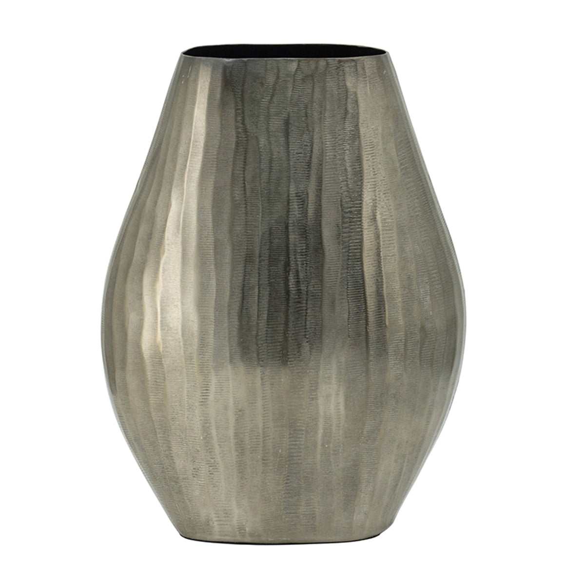 Large Aluminum Layered Chisel Oval Vase
