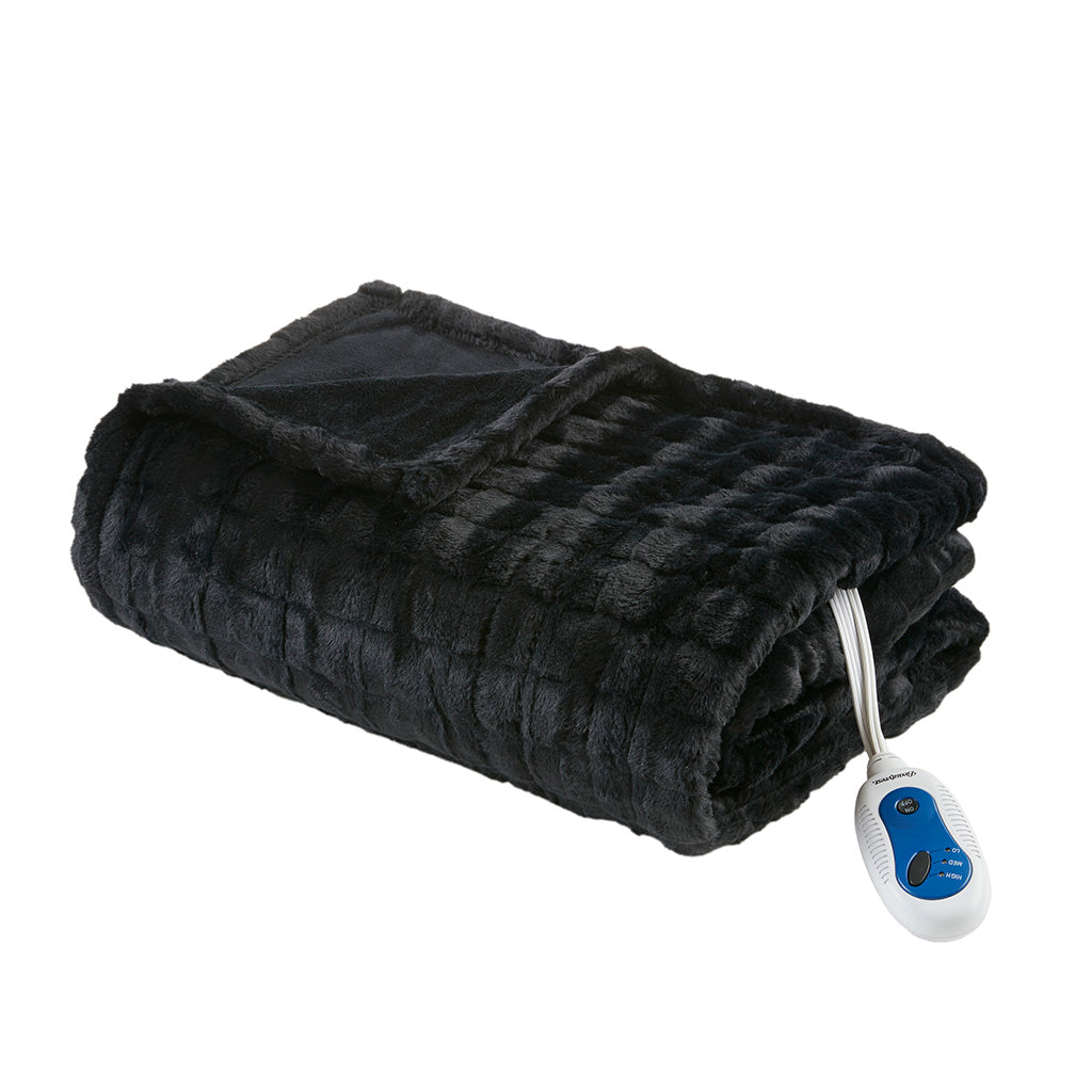50"x70" Oversized Faux Fur Heated Throw