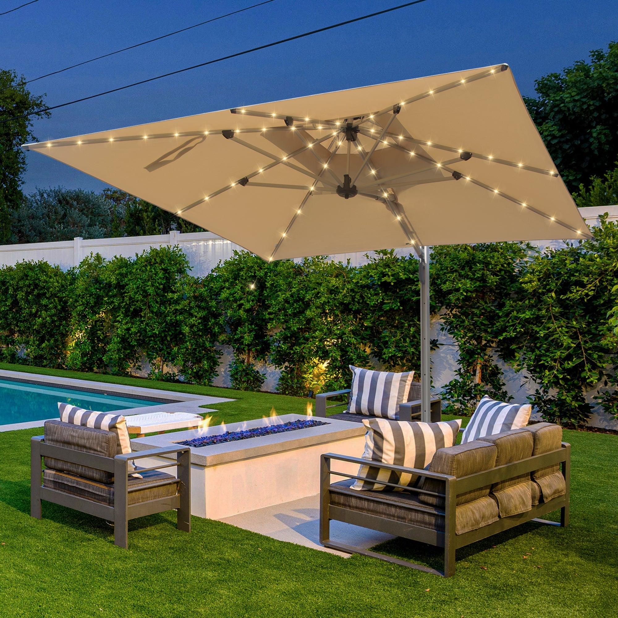 9' Aluminum Cantilever Tilt Patio Umbrella with Center Pole, Base Not Included