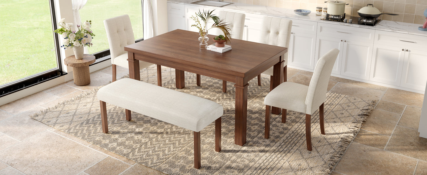 Franklin Modern 6-Piece Dining Set with 4 Upholstered Chairs & Bench