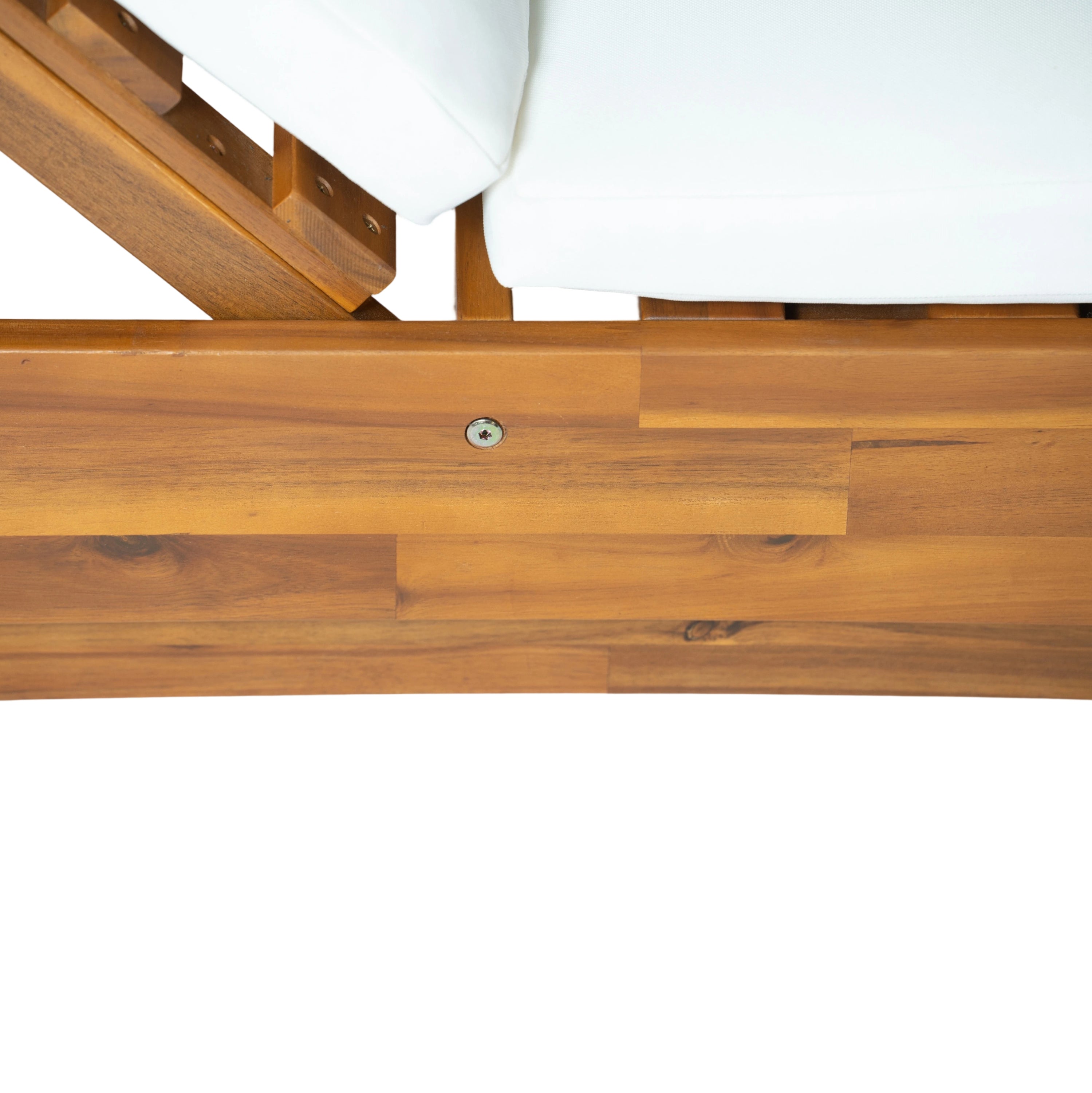 Adjustable Acacia Wood Low-Profile Double Sunlounge with Cushion