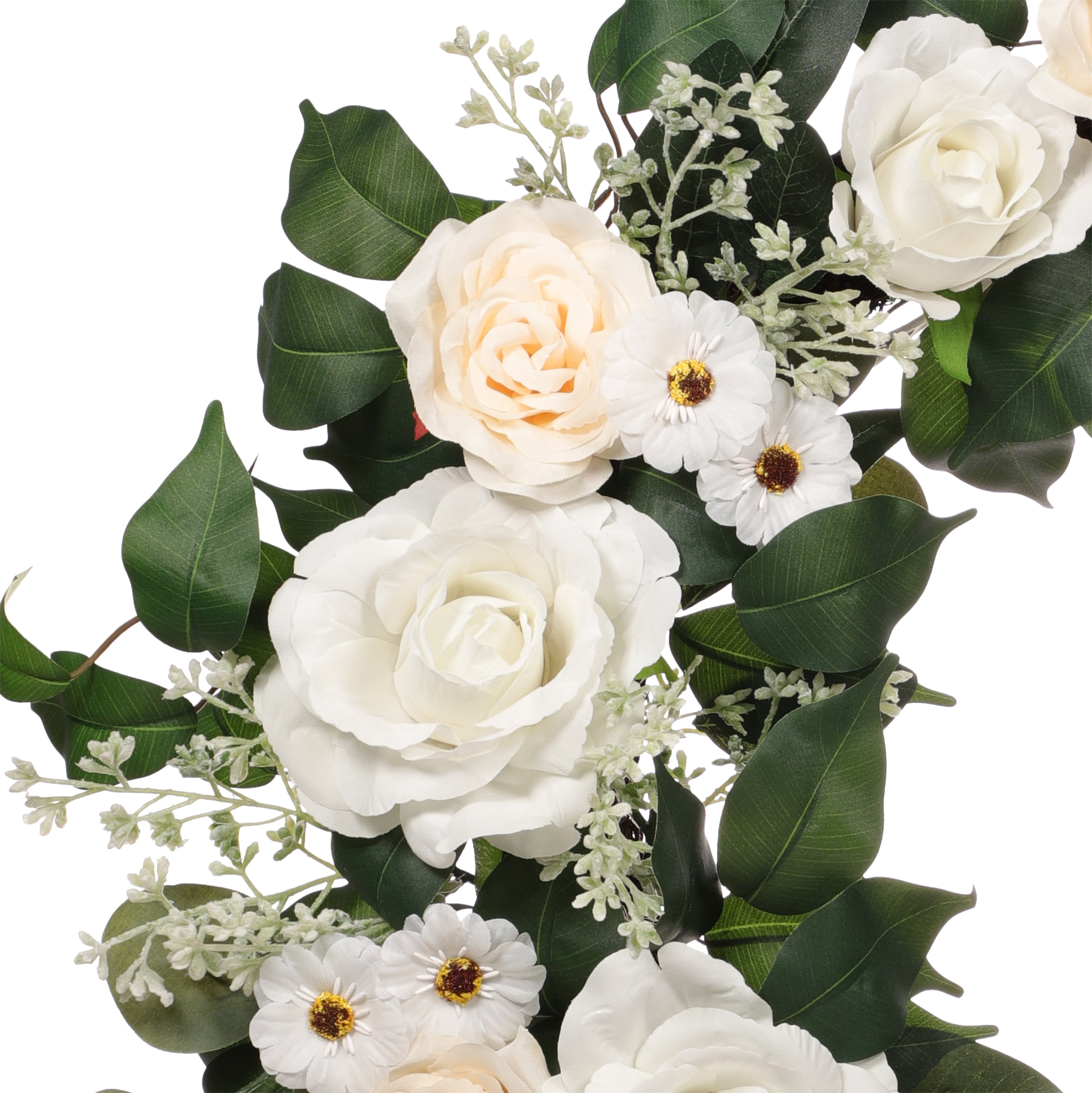 24" Artificial Rose,Camellia,Babysbreath Floral Spring Wreath