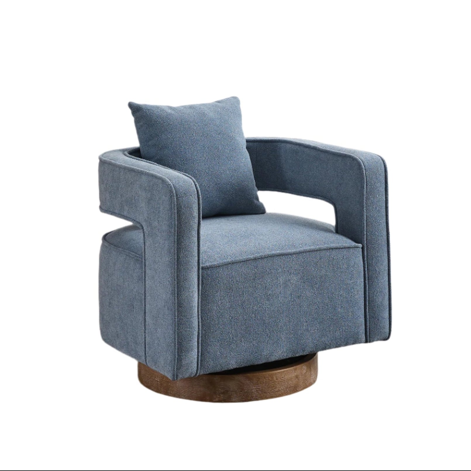 Fernleigh Swivel Accent Open Back Barrel Chair With Weathered Base