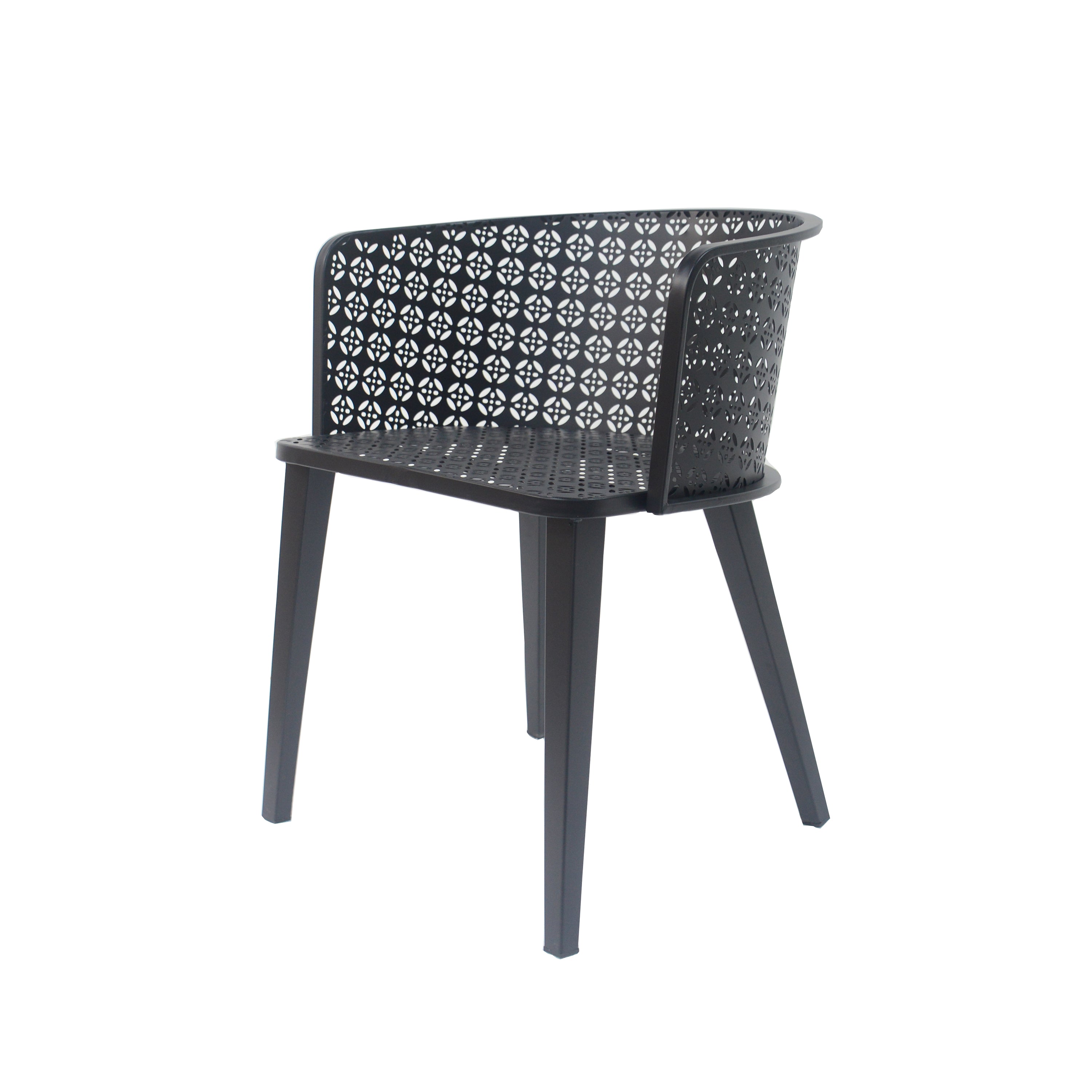 Rejoiced Outdoor Dining Chair with Geometric Lattice Design and Curved Back, Set of 2