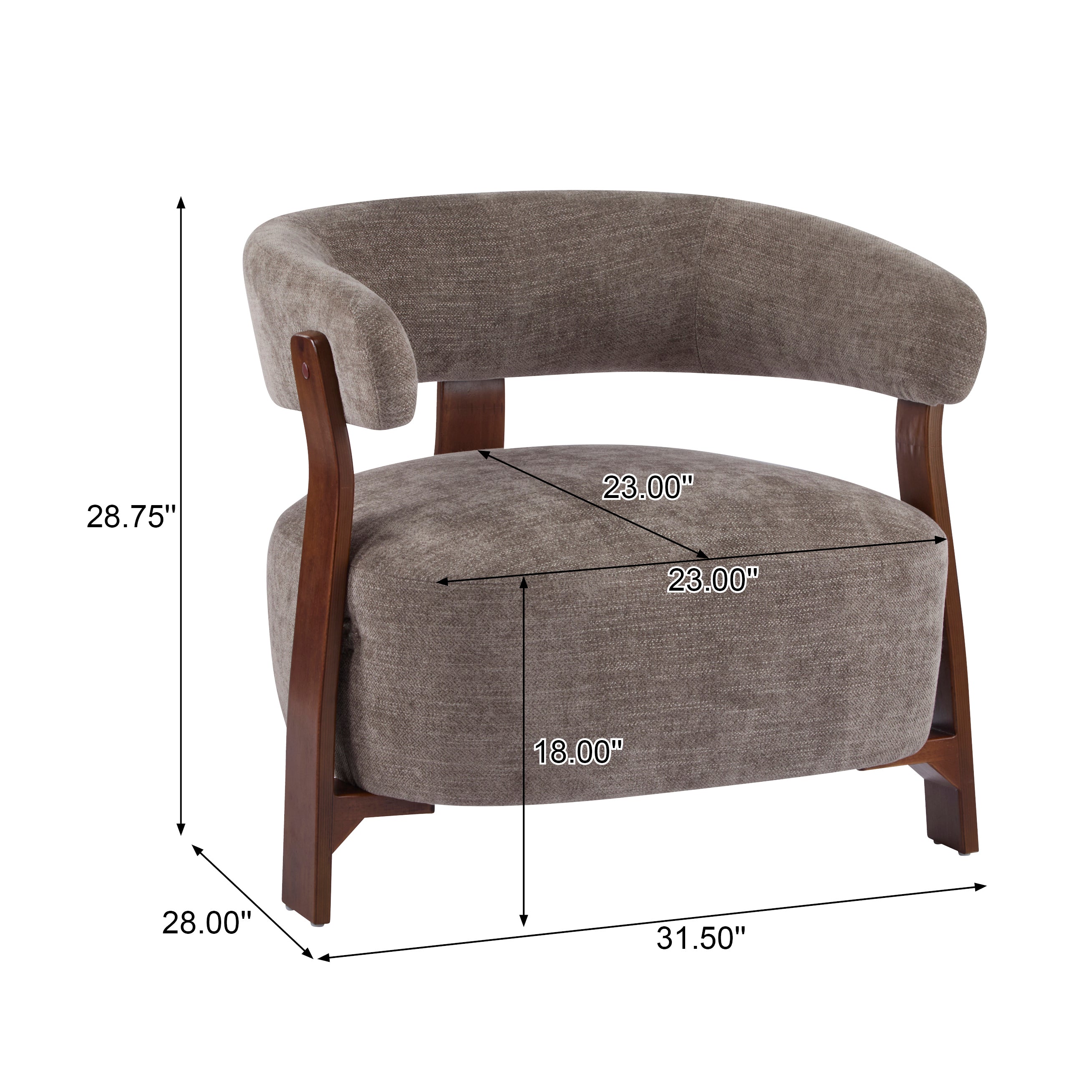 Modern Open-Back Accent Chair with Wooden Frame