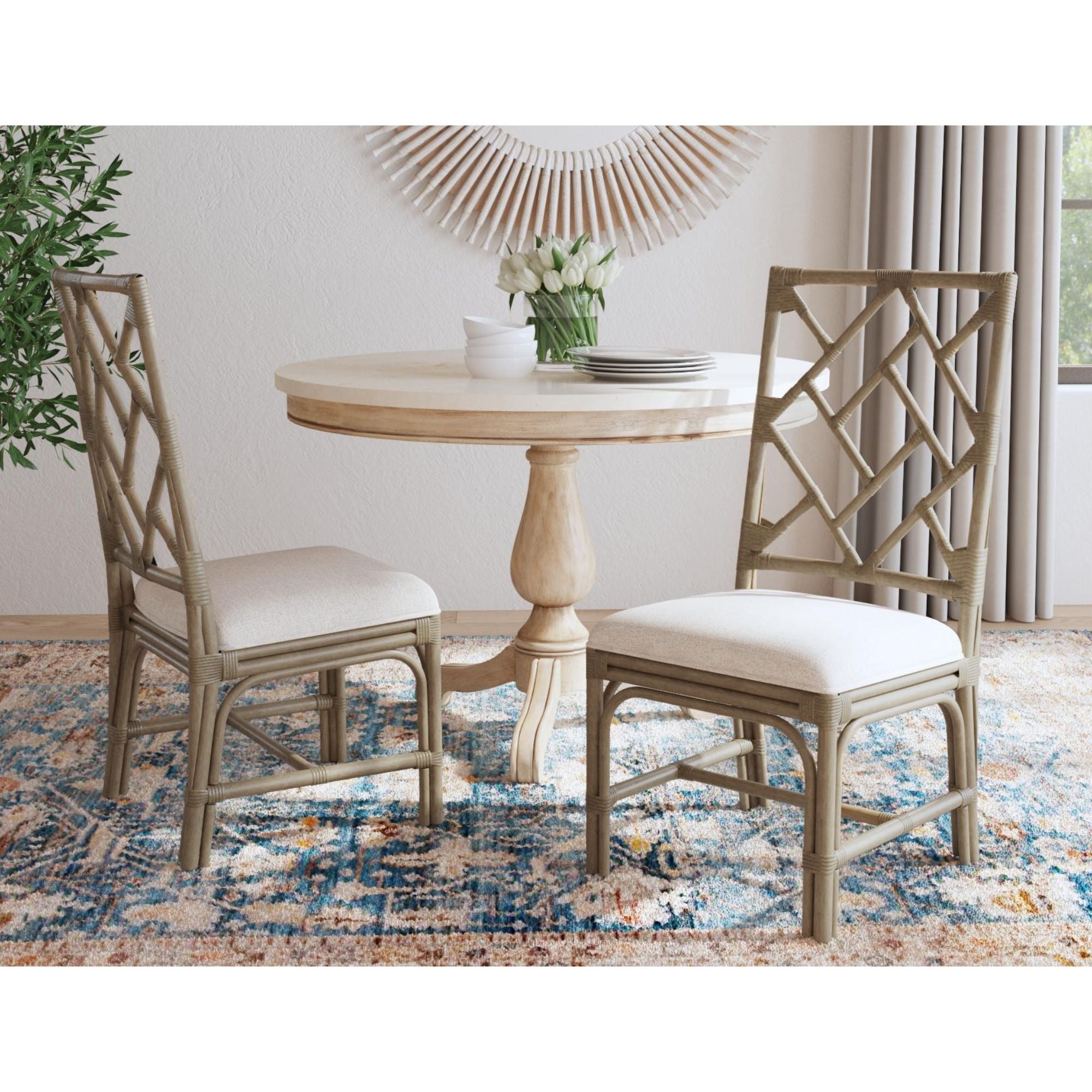 Chippendale Rattan Dining Chair Gray, Set of 2
