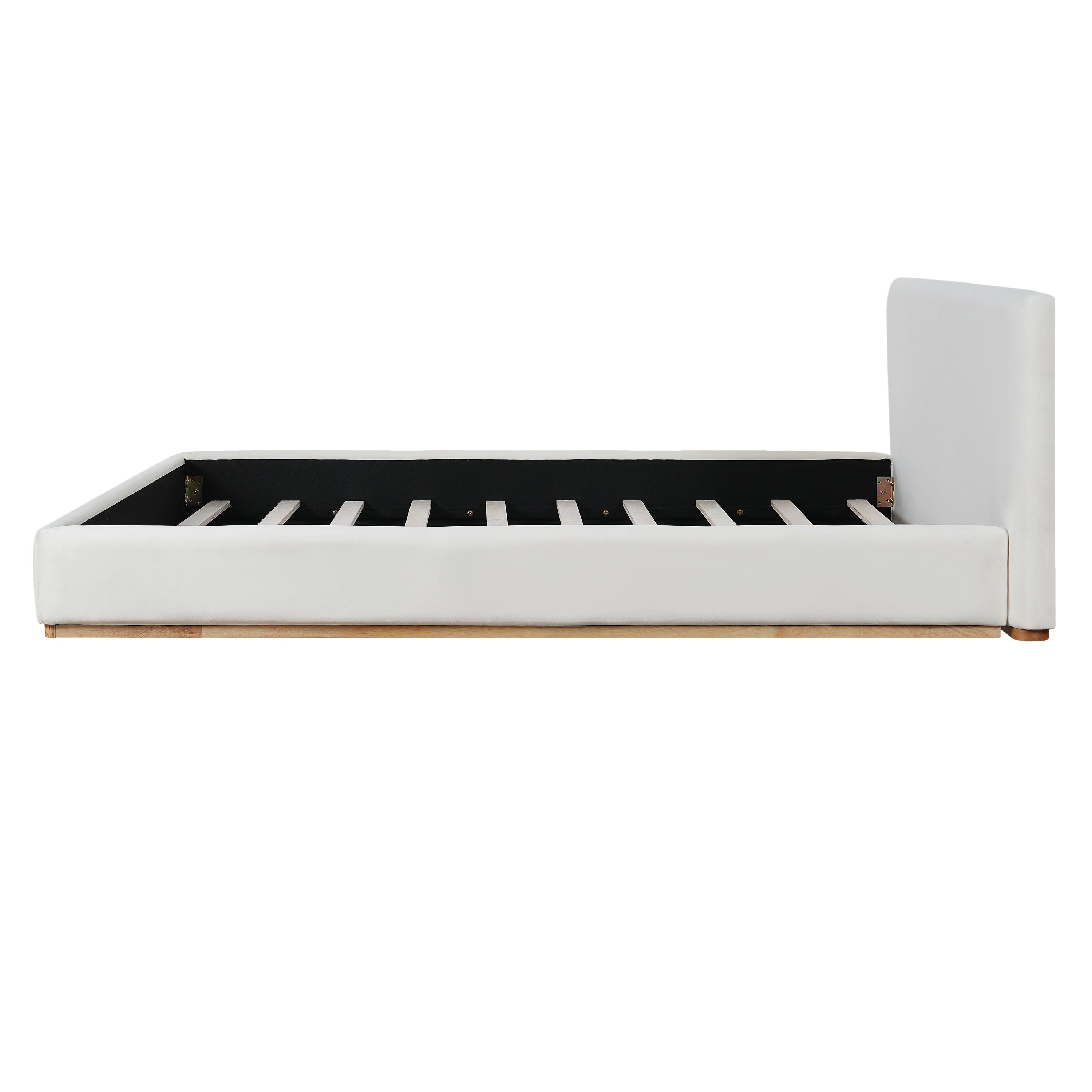 Elegant Upholstered Bed With Solid Wood Frame