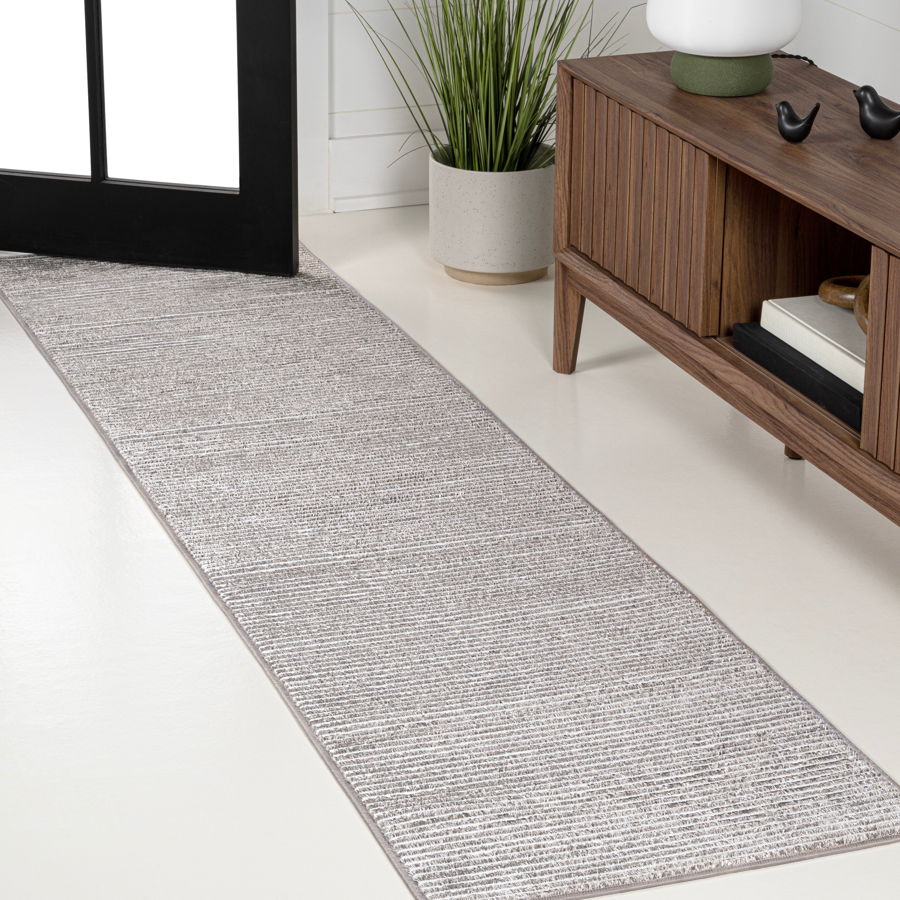 Cole Modern Minimalist Pinstripe High-Low Area Rug