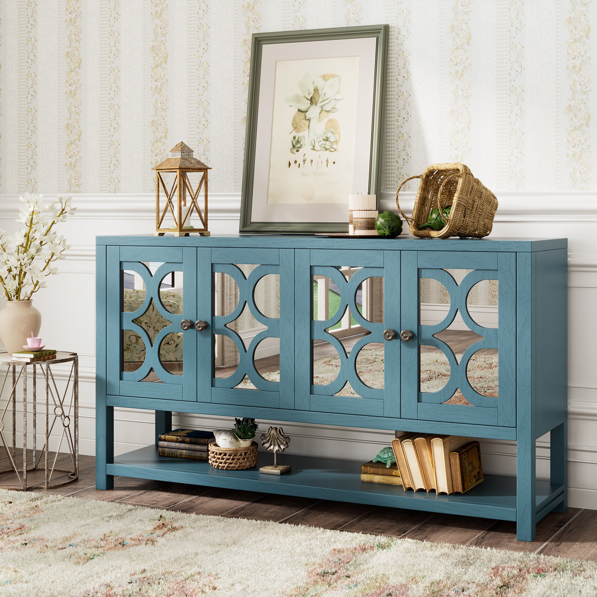Mirrored Door Console Table