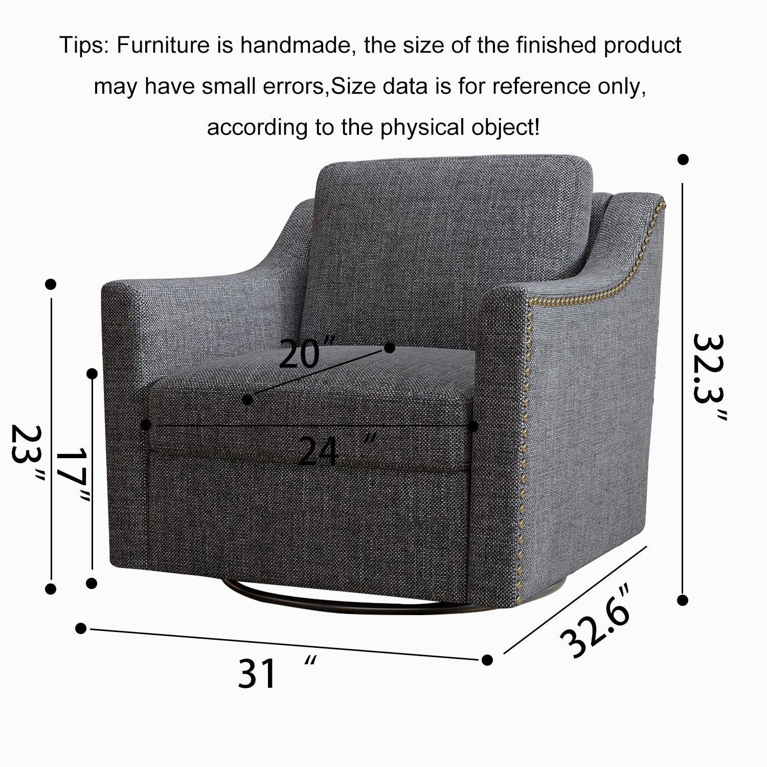 Teddy Fleece 360° Swivel Round Upholstered Comfy Accent Chair With Pillow