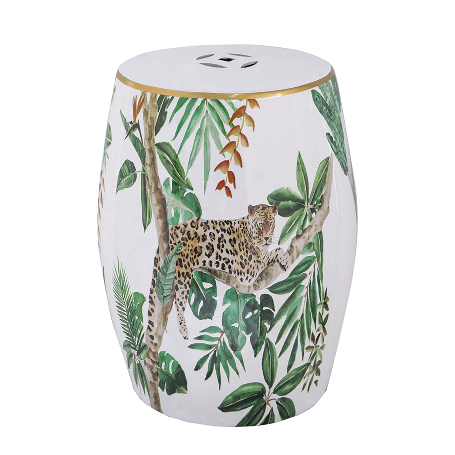 Jungle Ceramic Accent Garden Stool