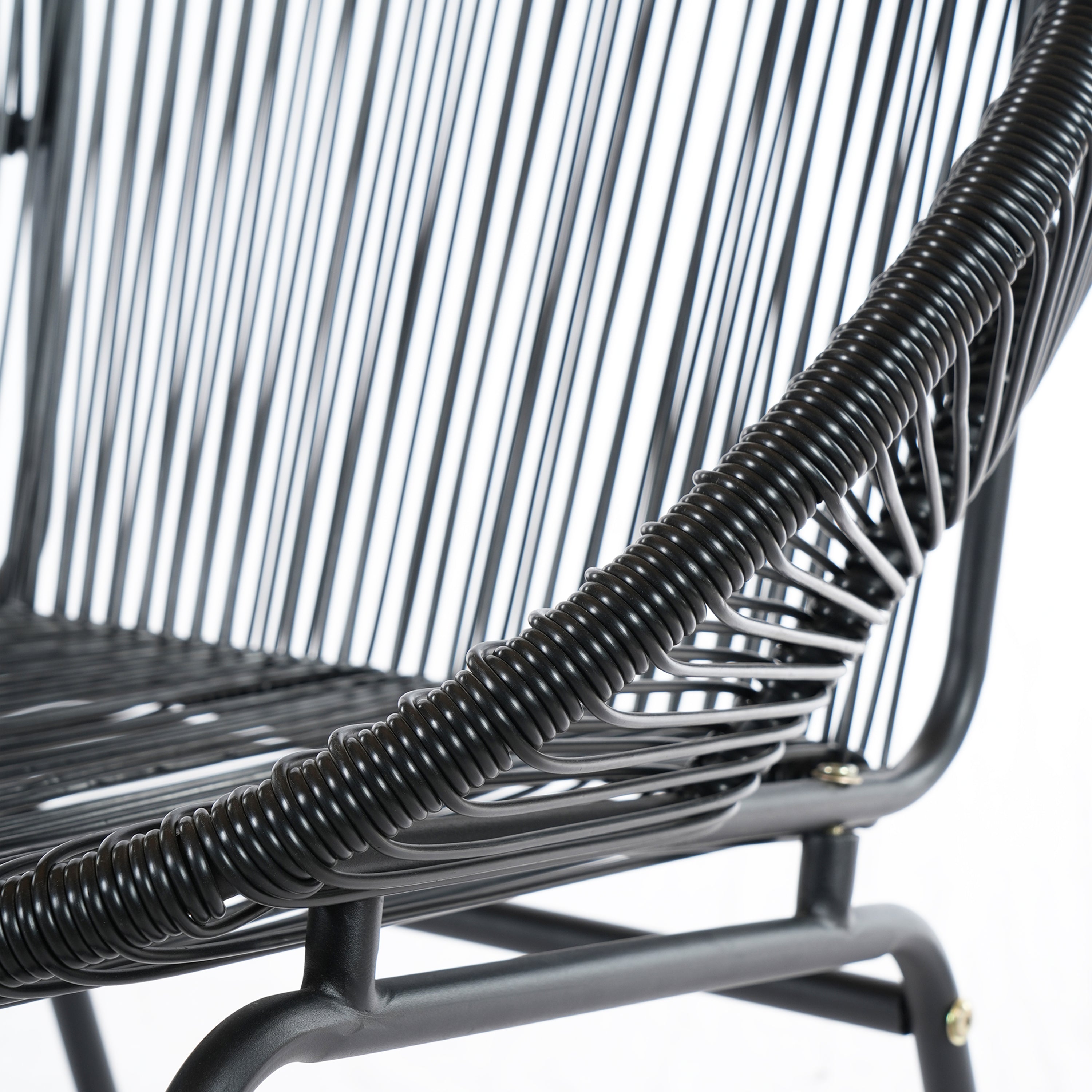 NUSA OUTDOOR PATIO WICKER CHAIR, TEAL PE RATTAN & IRON FRAME, SET OF 2