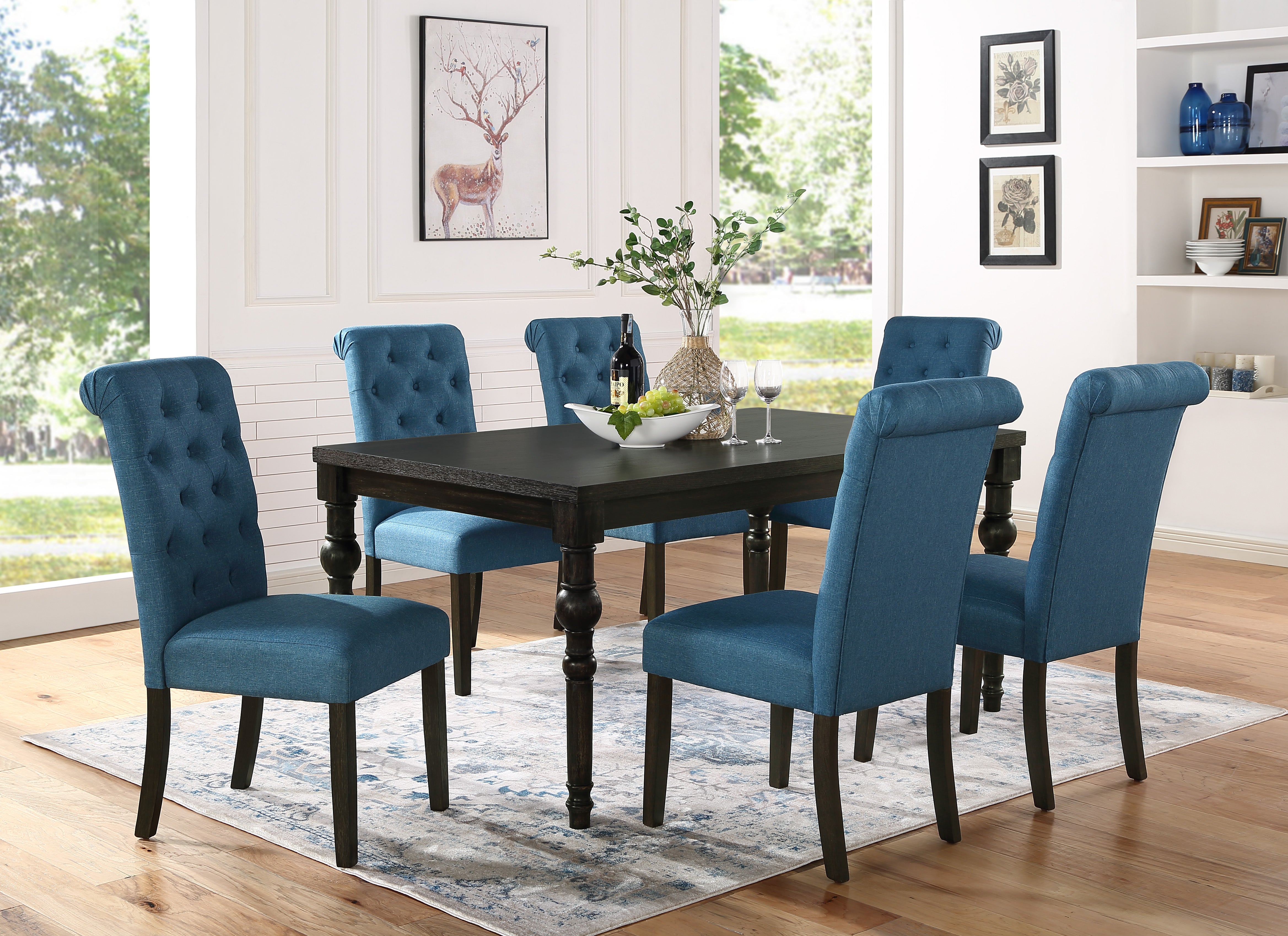 Levi Turned-Leg Dining Set with Table and 6 Chairs