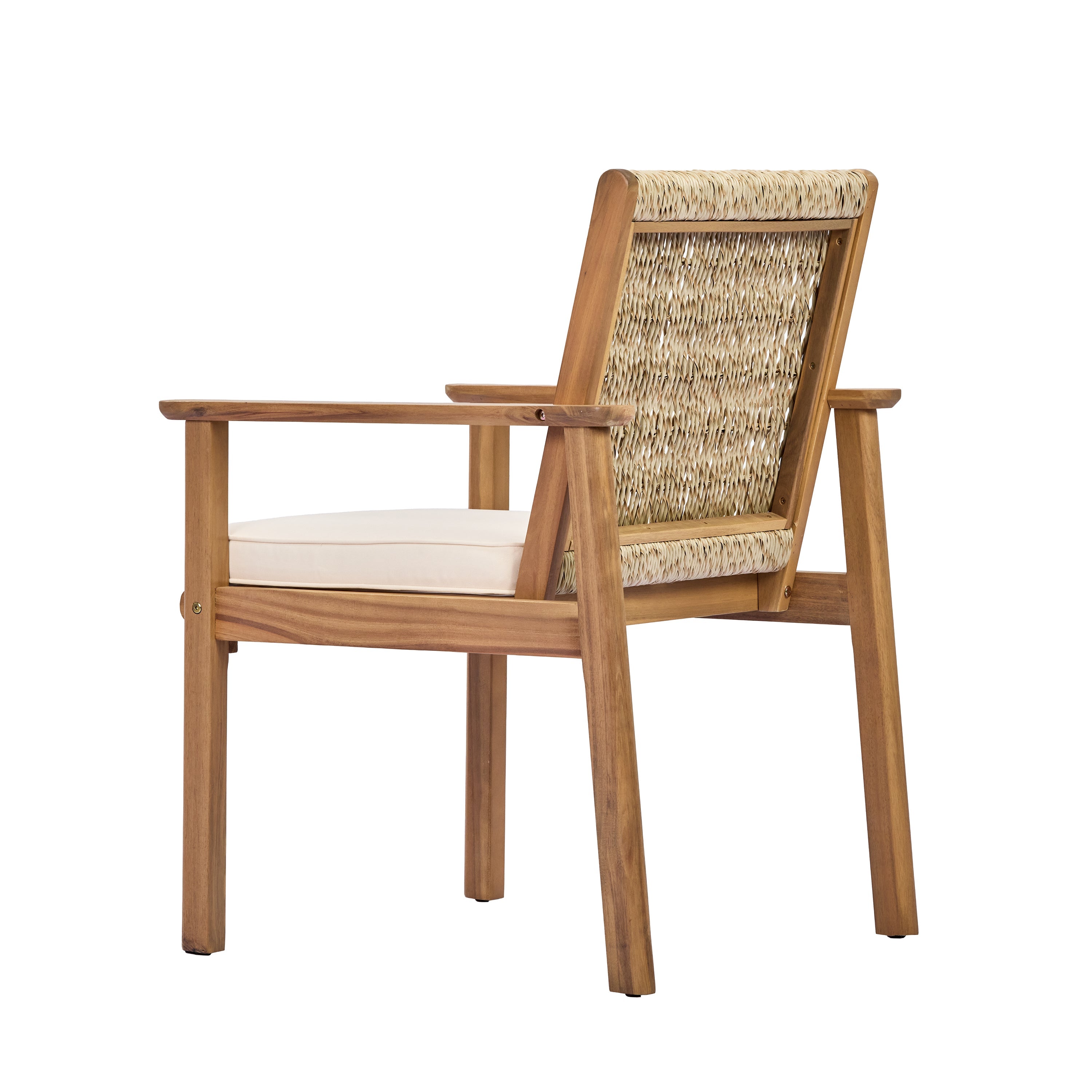 Miles Acacia Wood & Wicker Rattan Woven Dining Chairs, Set of 2