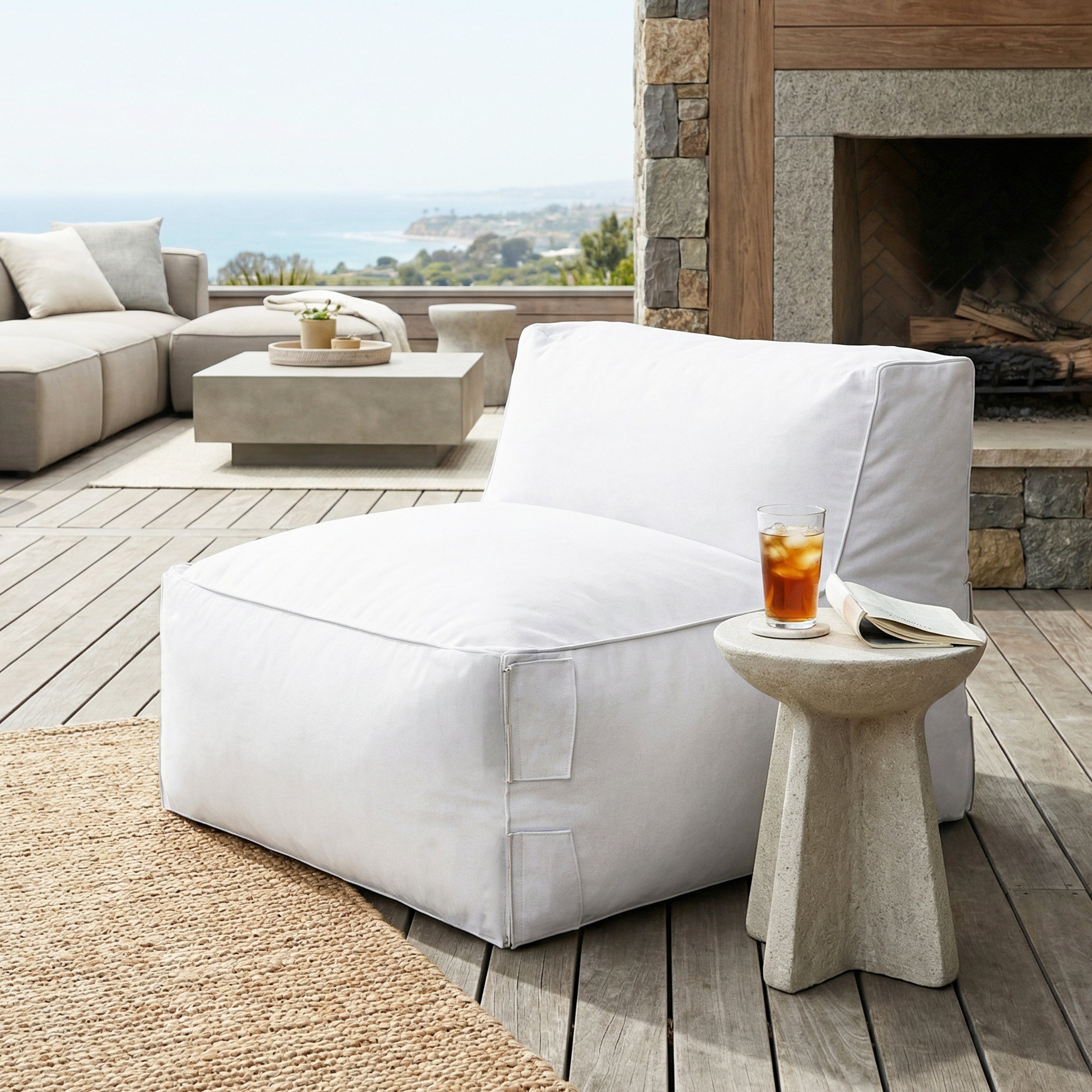 Nerissa Outdoor Patio Armless Bean Bag Sofa