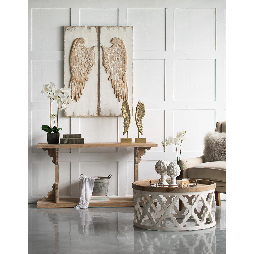 Rectangle Wall Decor with Feather Wing Panels, Set of 2
