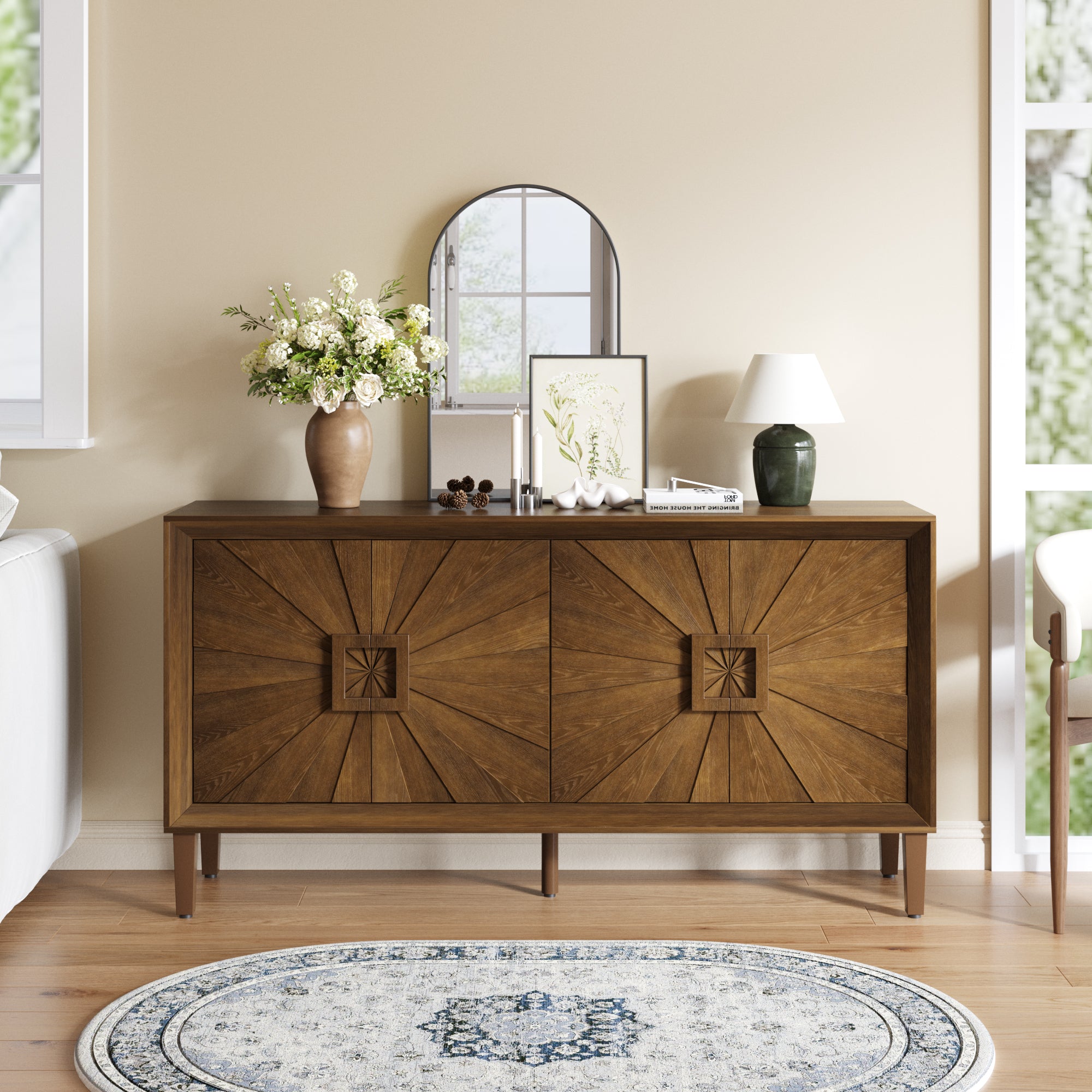 Sunburst Storage Cabinet with Adjustable Shelves