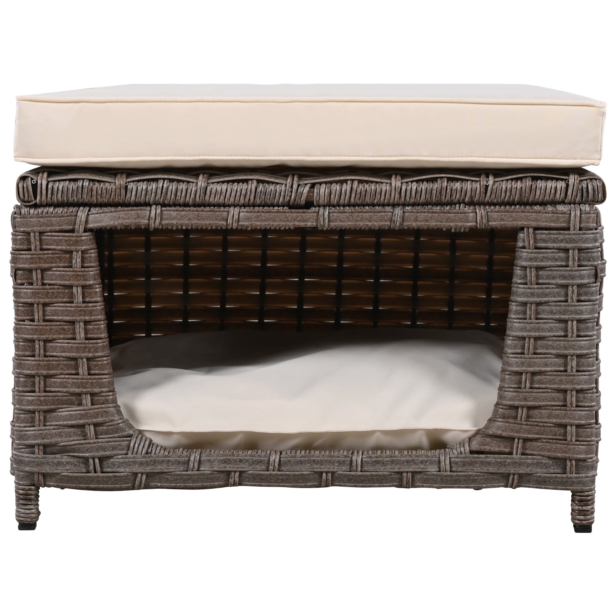 5-Piece Patio Set with Bar Table, 2 Swivel Chair and 2 Ottomans