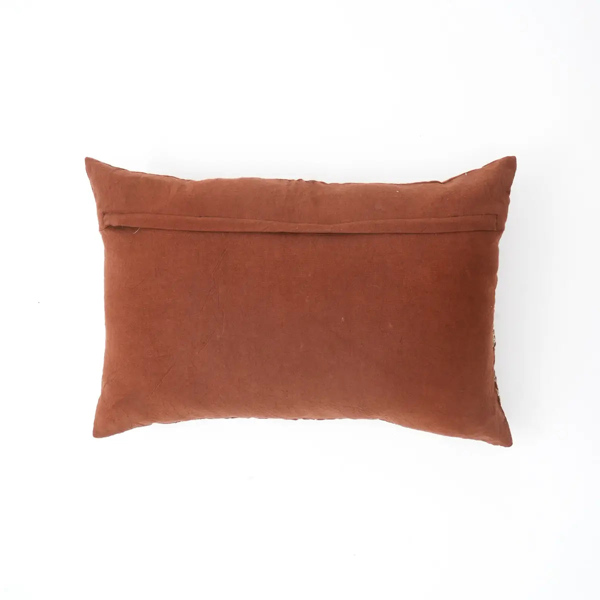 Linen Floral Embroidered Lumbar Pillow