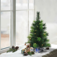 Pre-lit 2 ft Table Top Artificial Christmas Tree in Silver Sack