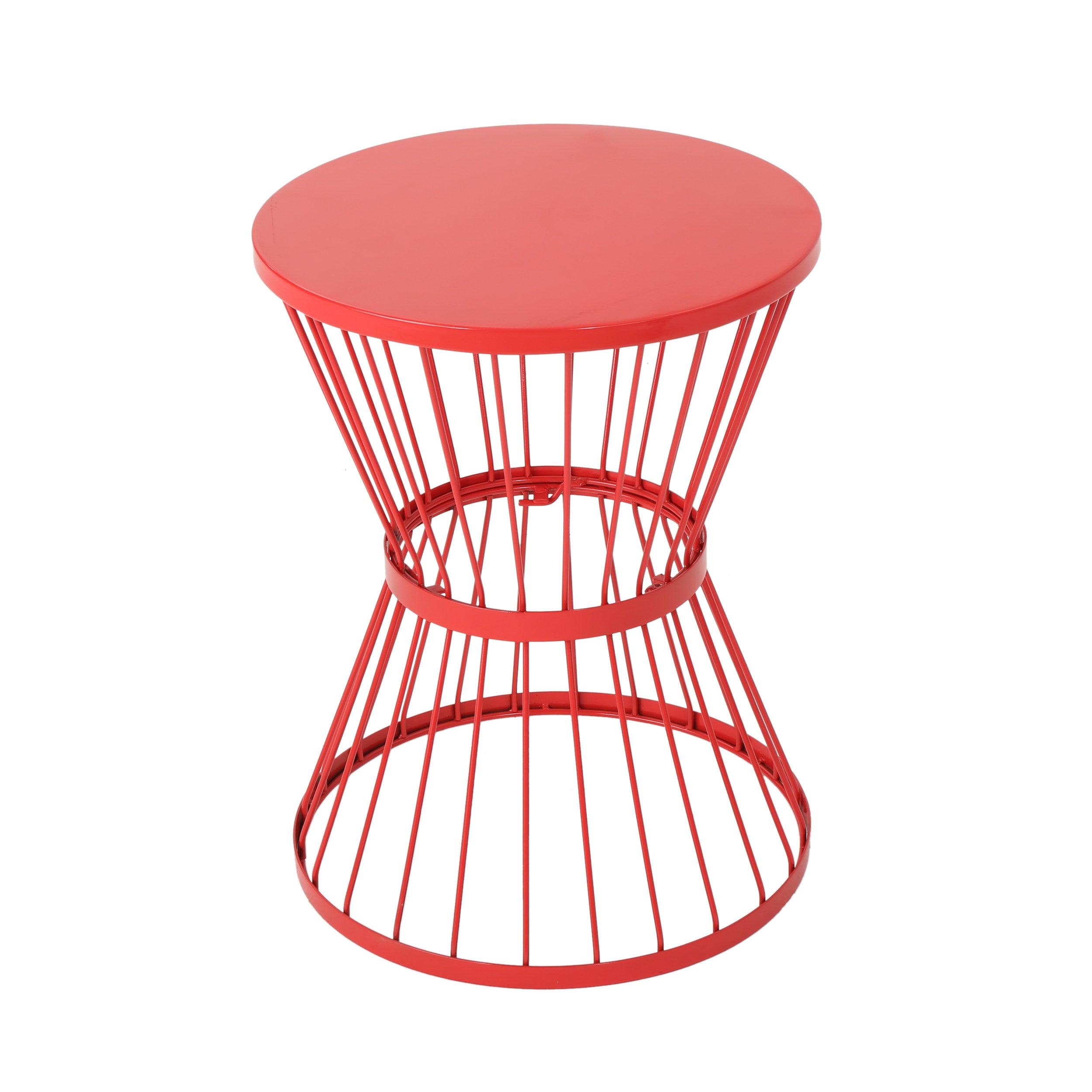 Outdoor Side Table with Hourglass Shape and Circular Tabletop