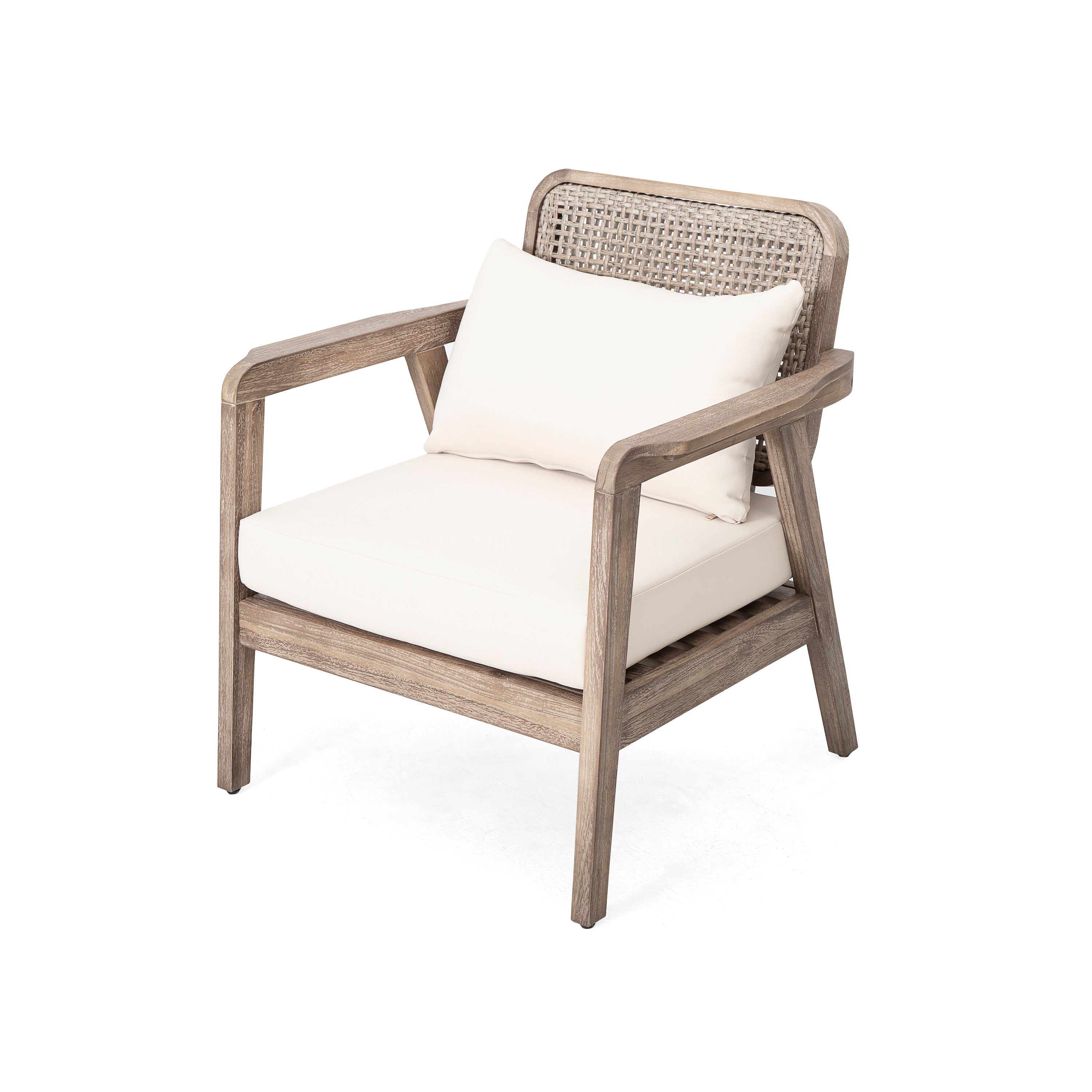 Outdoor Club Chair with Weaving Pattern Back and Deep Seat Cushion, Set of 2