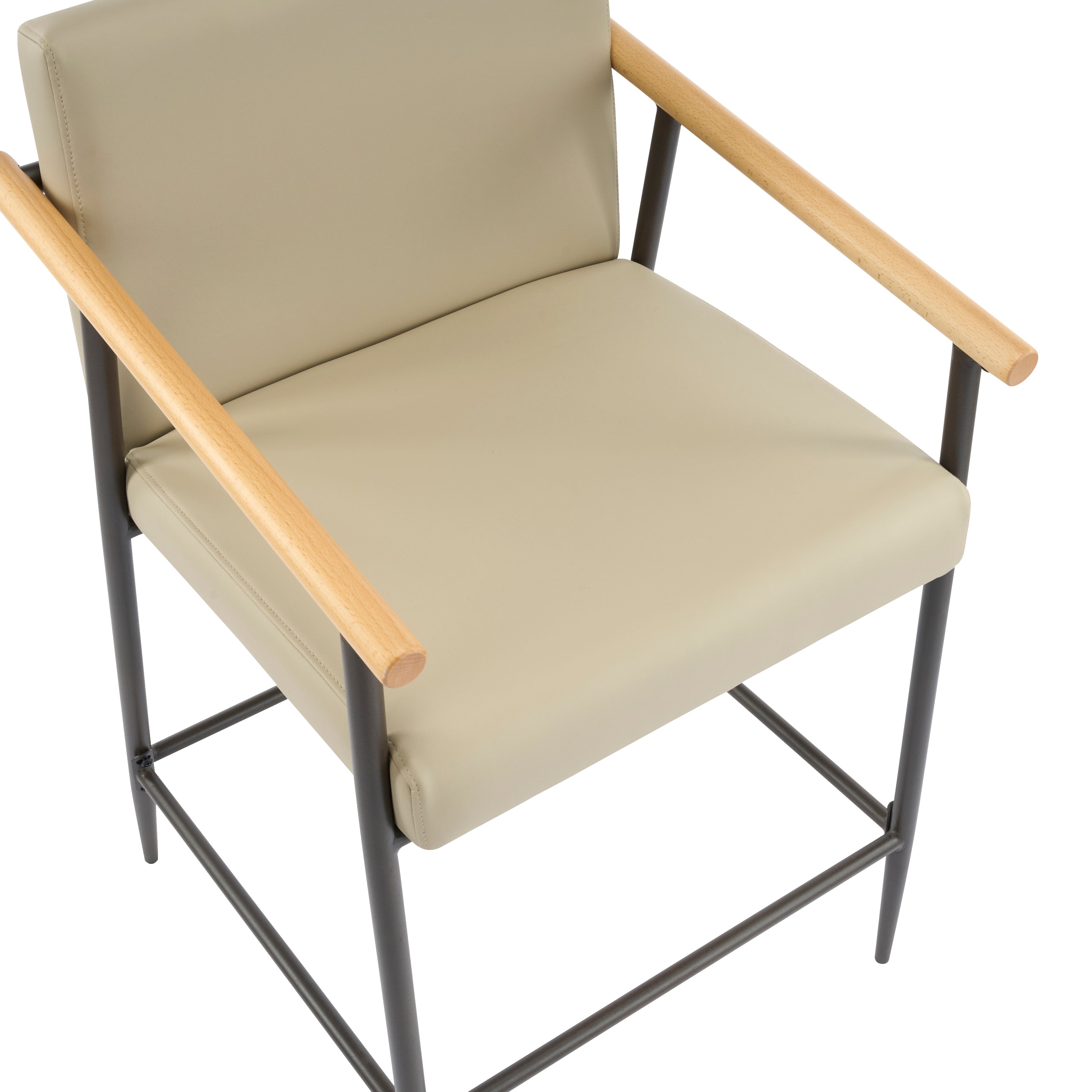 Kentwood Square Back Upholstered Counter Stool with Iron Frame, Set of 2