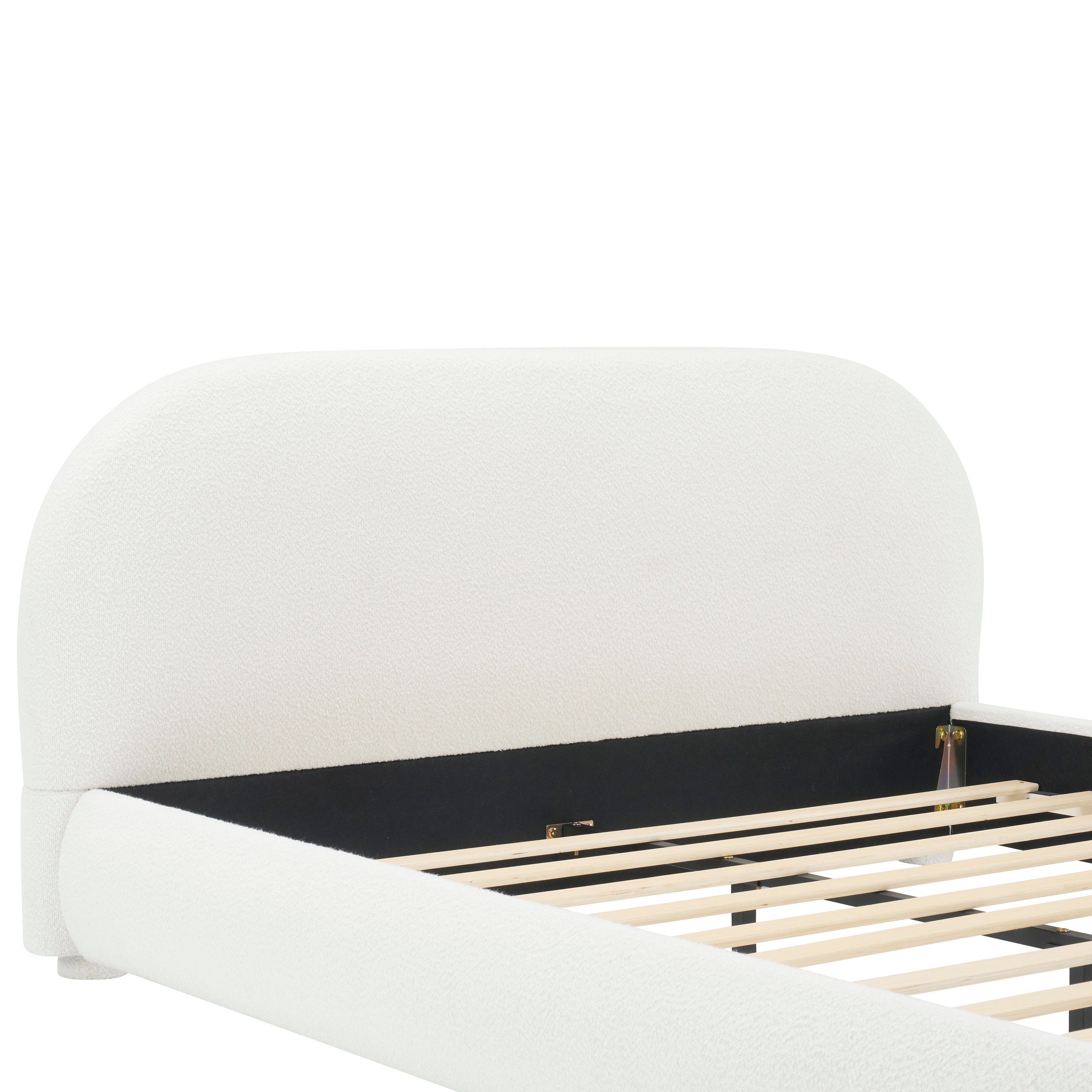 Modern Bed Frame with Upholstered Curved Headboard