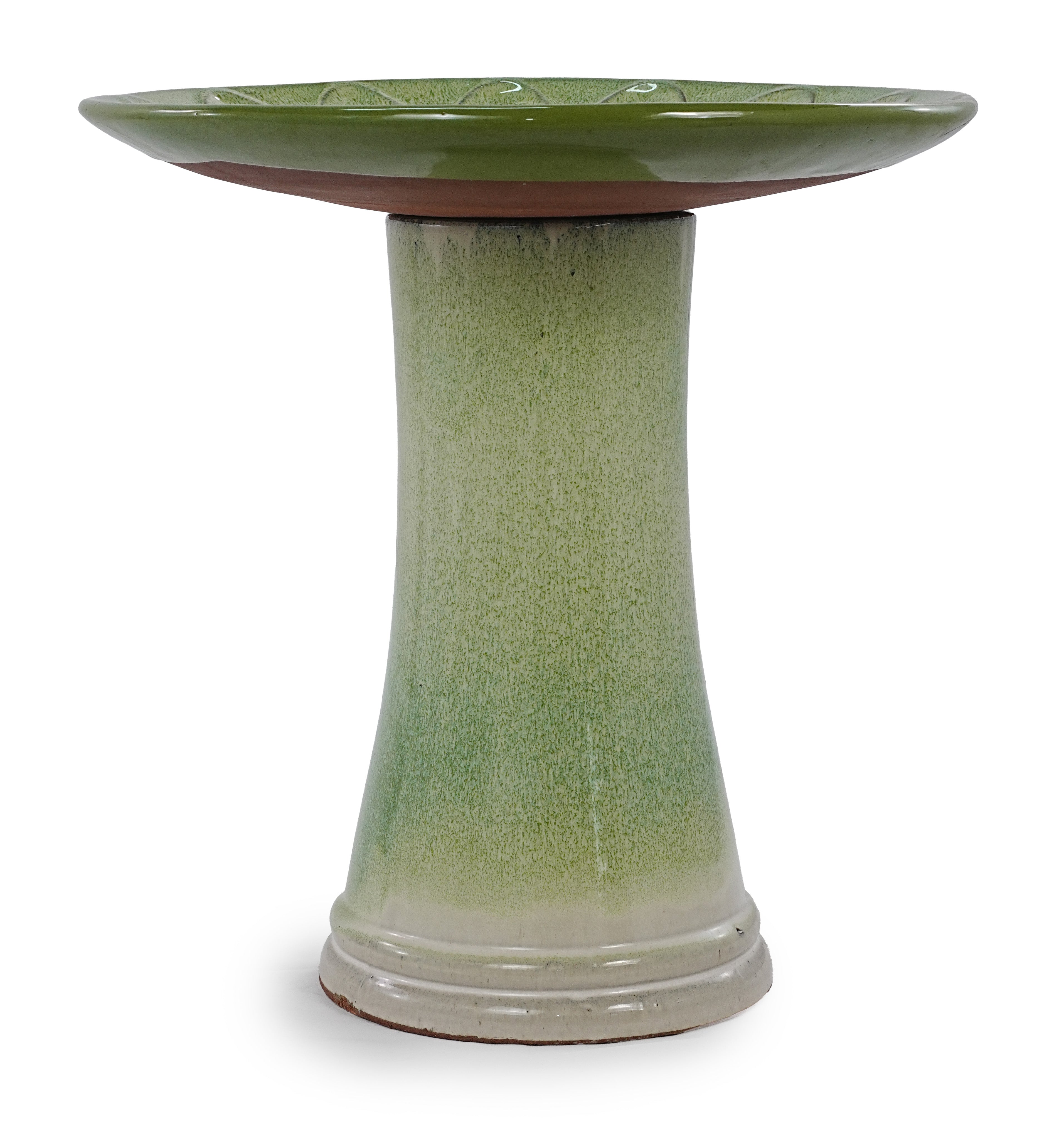 Handmade Green Gradient Glaze Ceramic Bird Bath