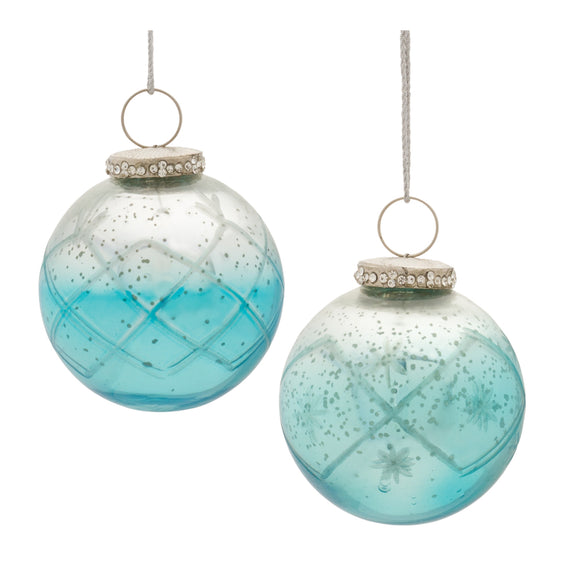 Blue Ombre Glass Ball Ornament (set of 6) - Blue
