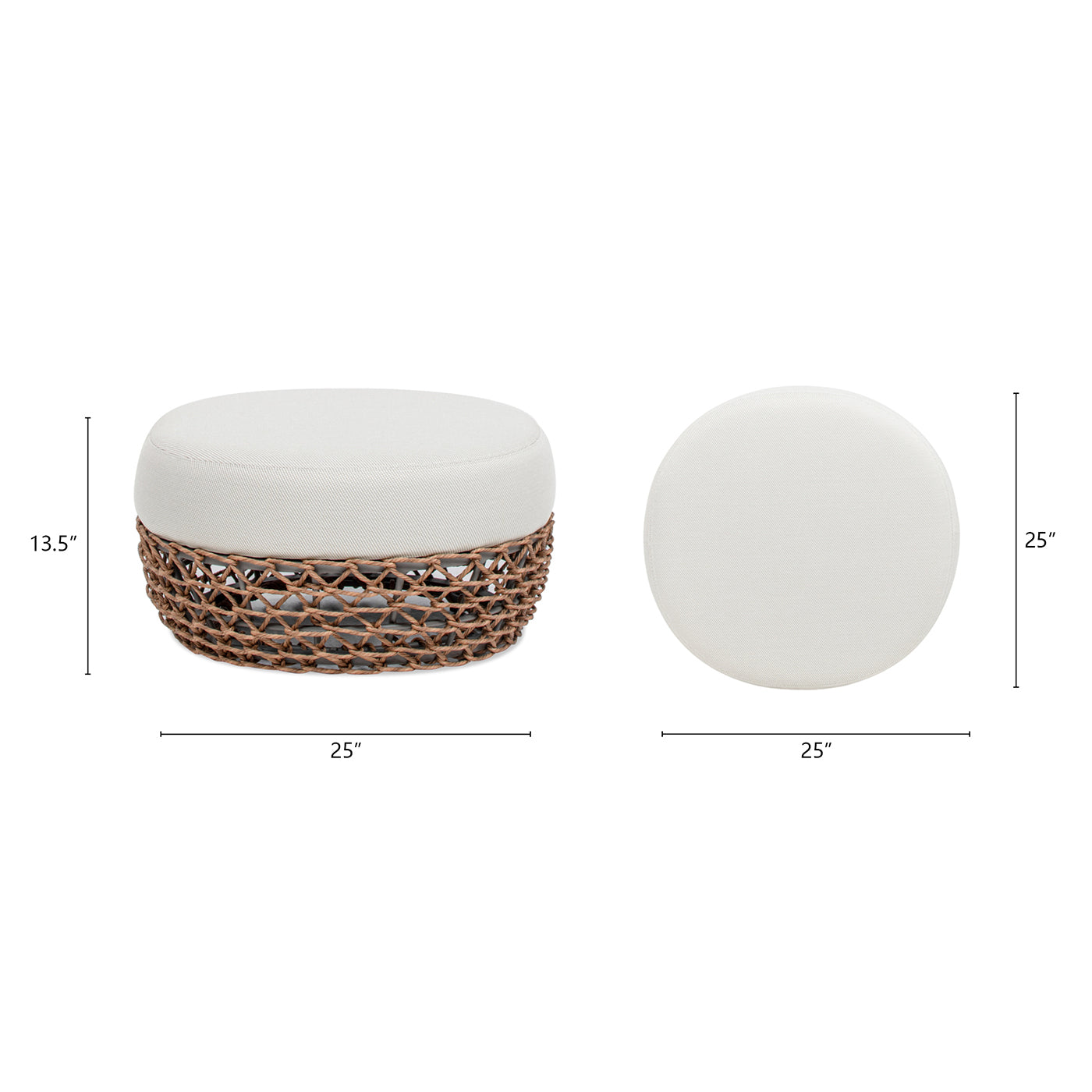 Willow Round Wicker & Upholstered Patio Ottoman
