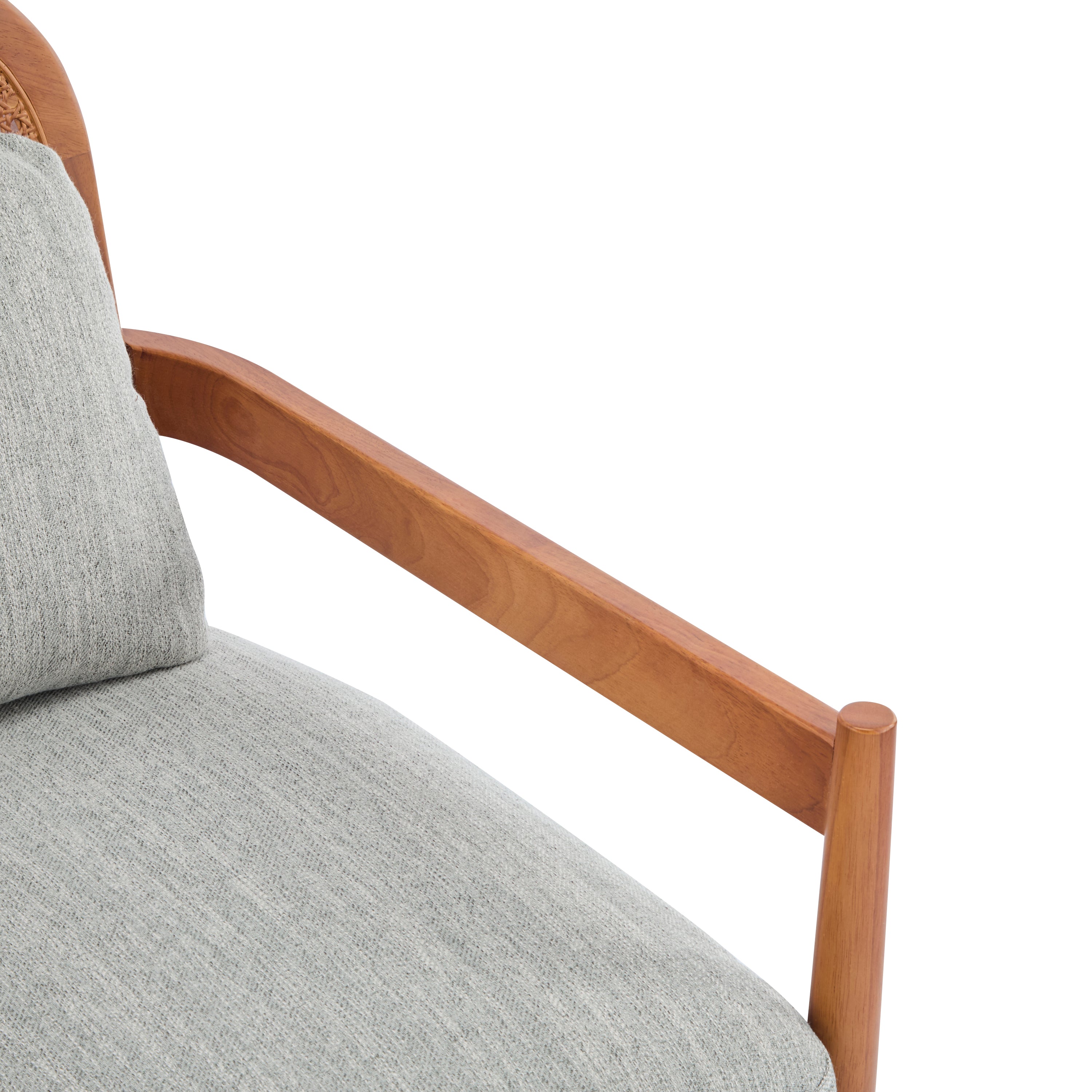 Elliston Solid Wood and Rattan Accent Chair with Cushions, Set of 2
