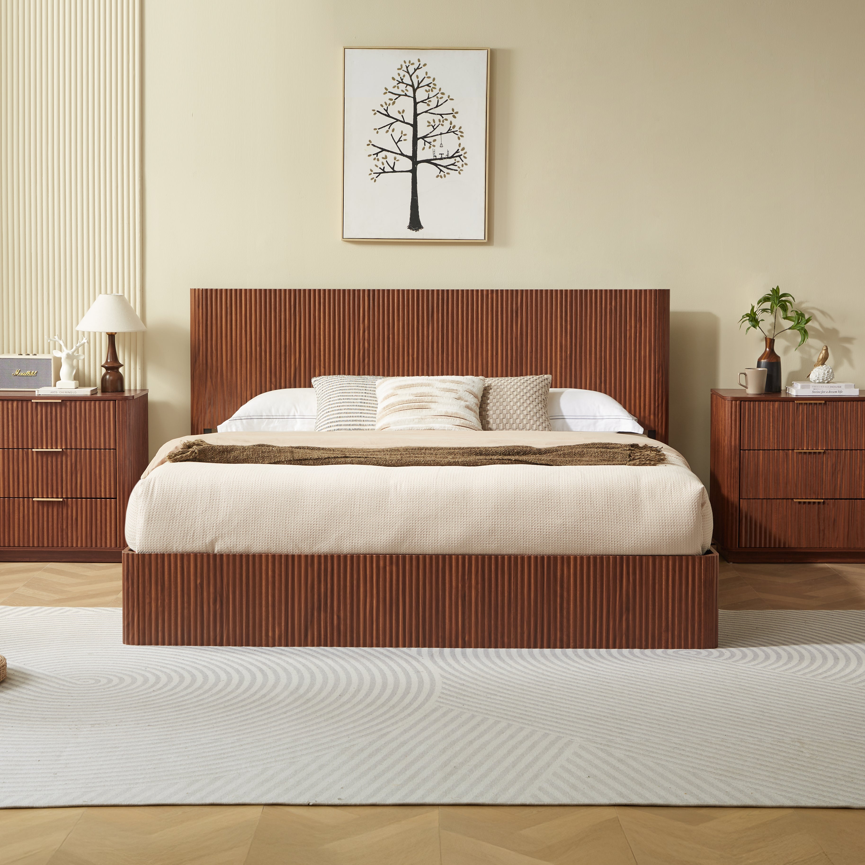 Fluted Lift Up Storage Bed