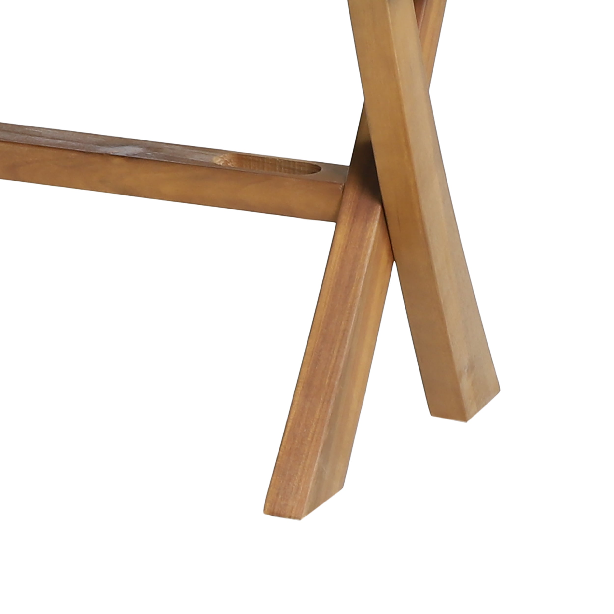 Outdoor Bench with Rope Weave Seat and X-Cross Base