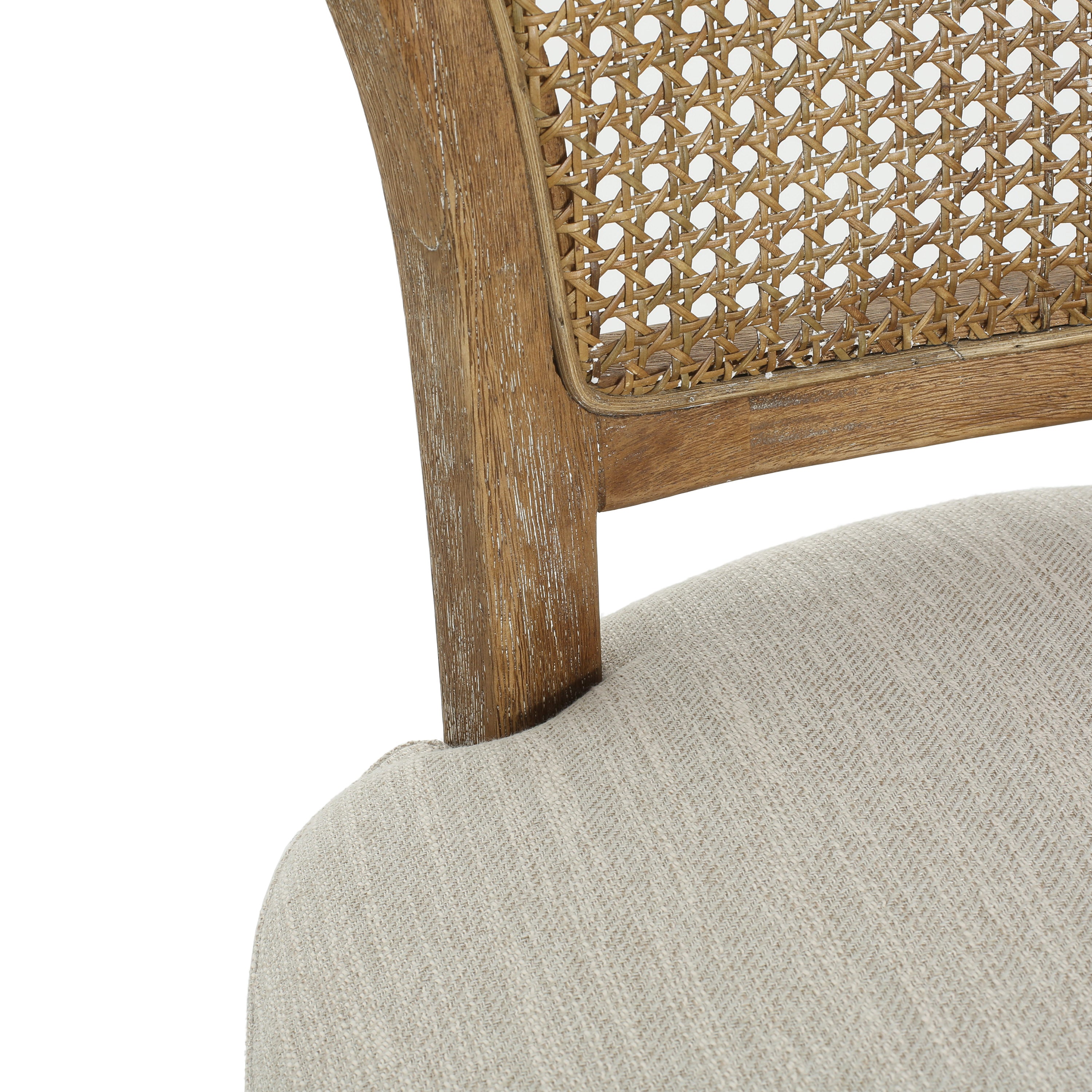 Cane-Back Upholstered Bar Stools, Set of 2