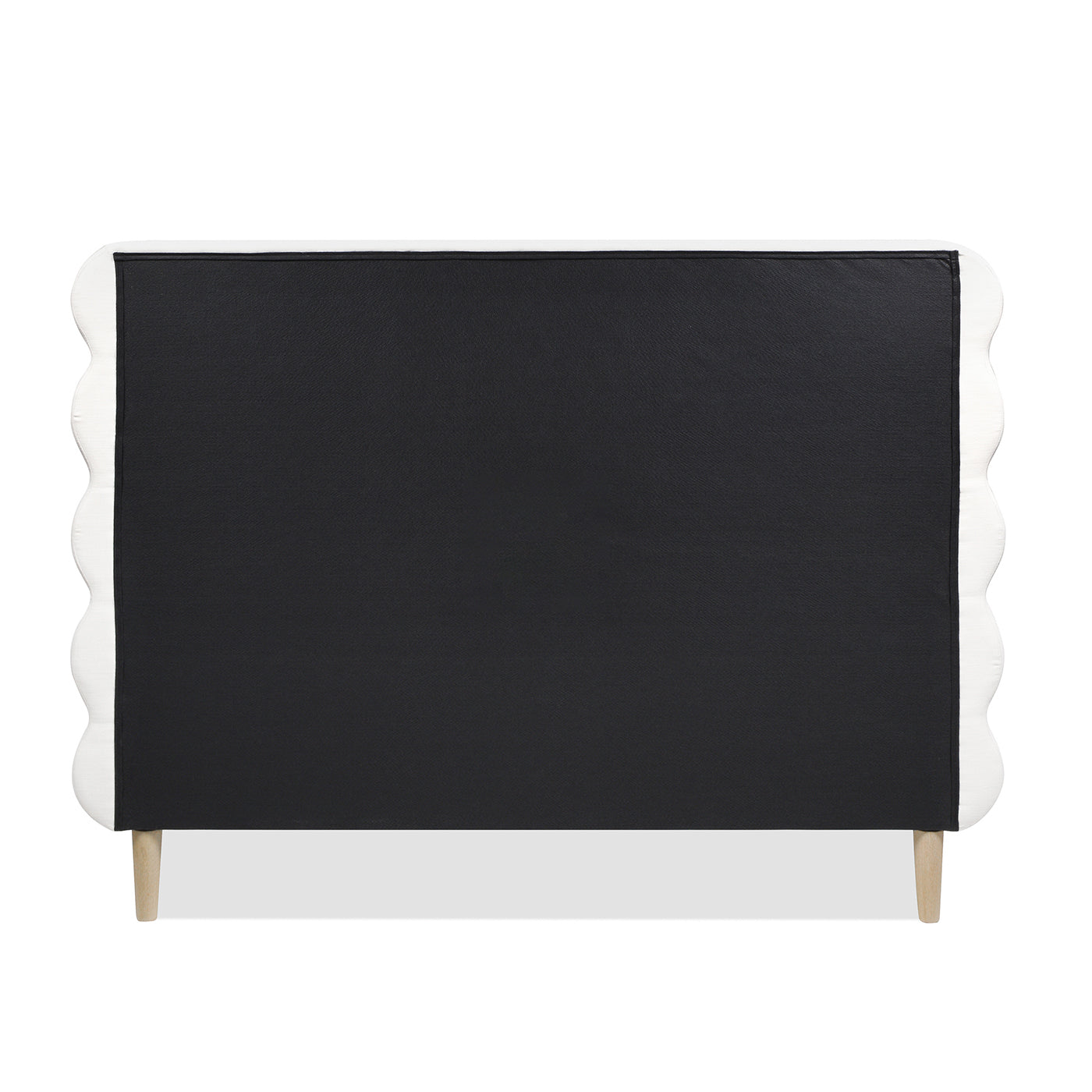 Essencee Upholstered Platform Bed with Wavy Headboard and Wood Legs