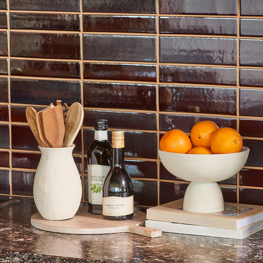 Creme Bowl with matching Trays and Cake Pedestals