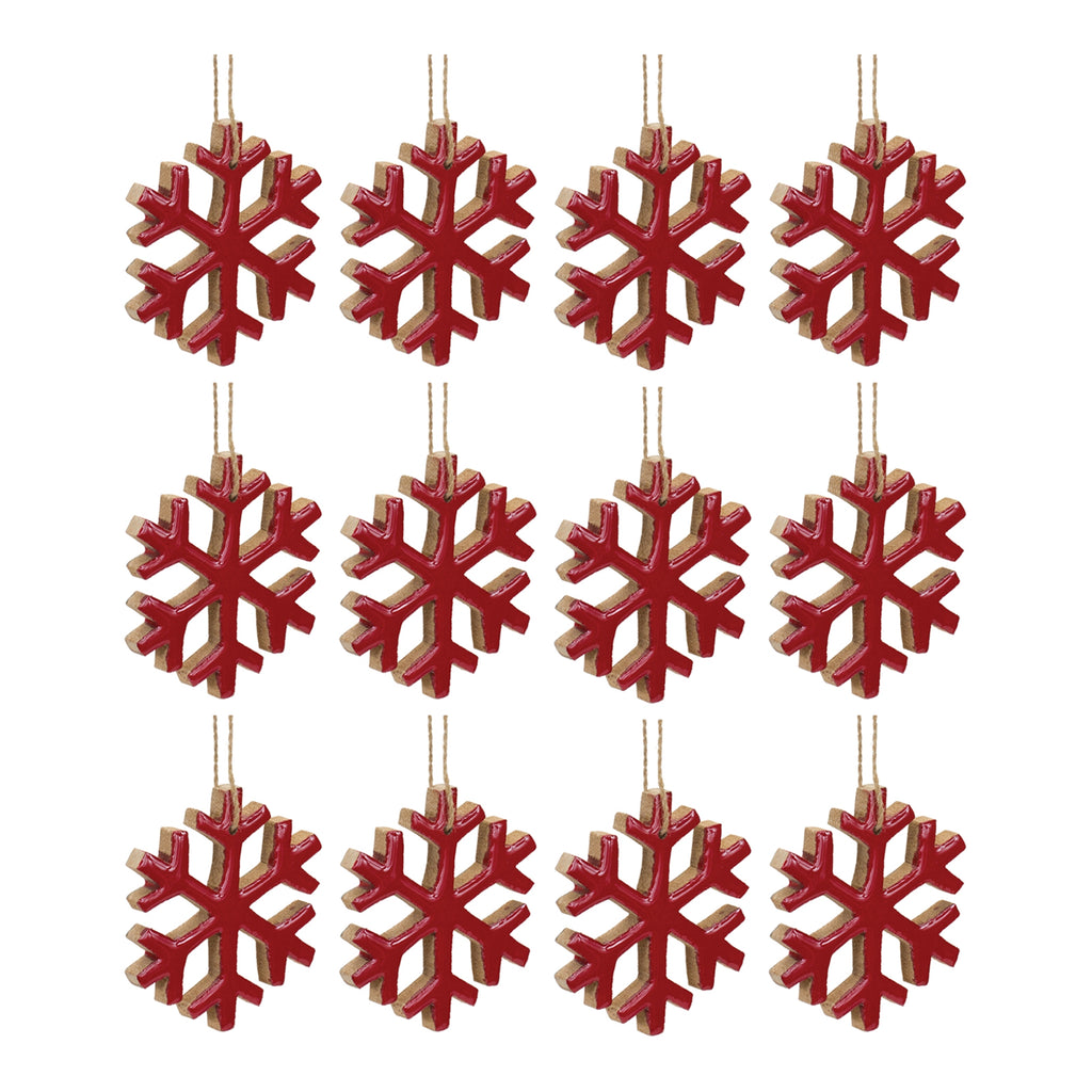 Wood Snowflake Ornament (Set of 12)