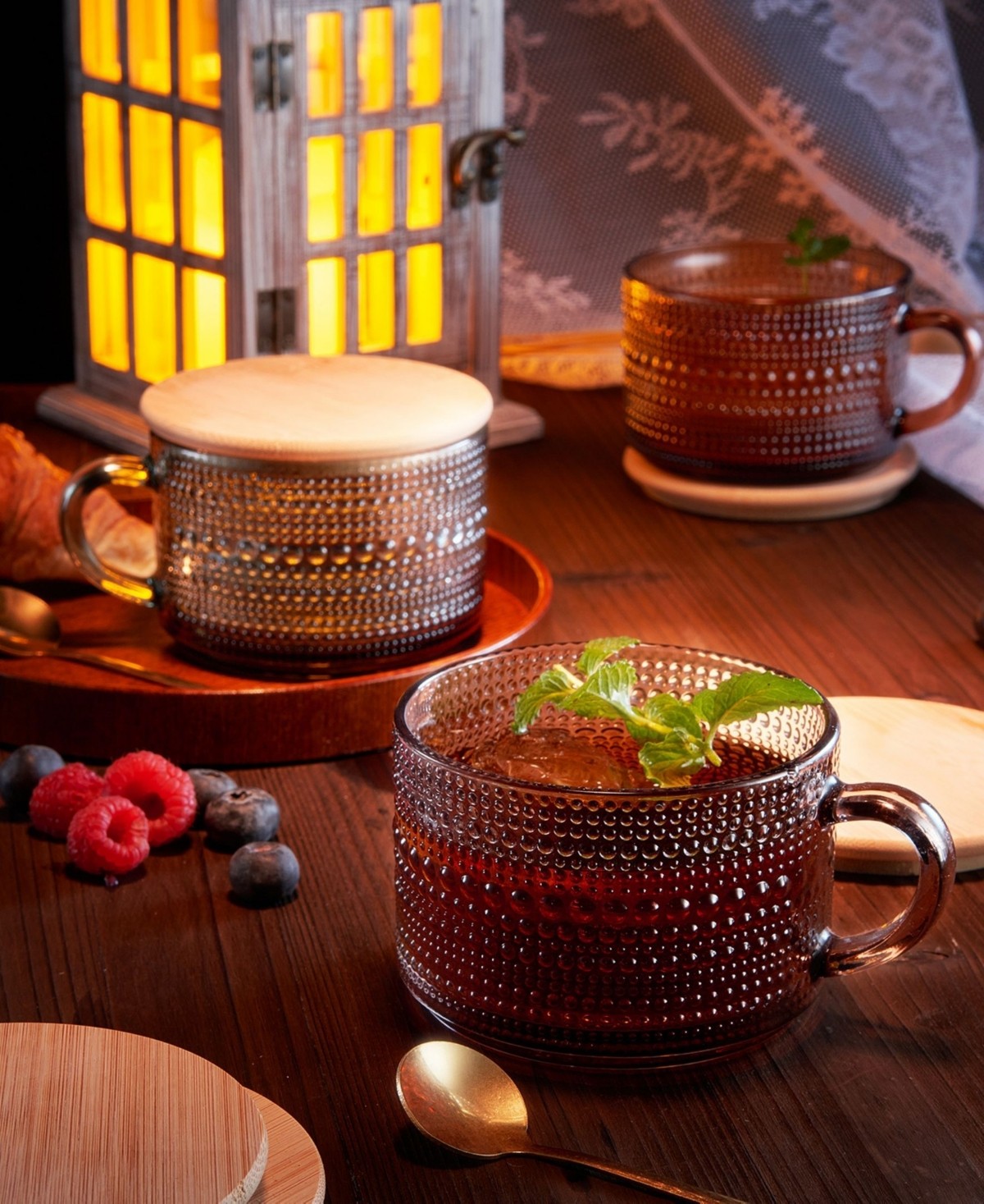 Fall Glass Coffee Mugs Set Set of 6