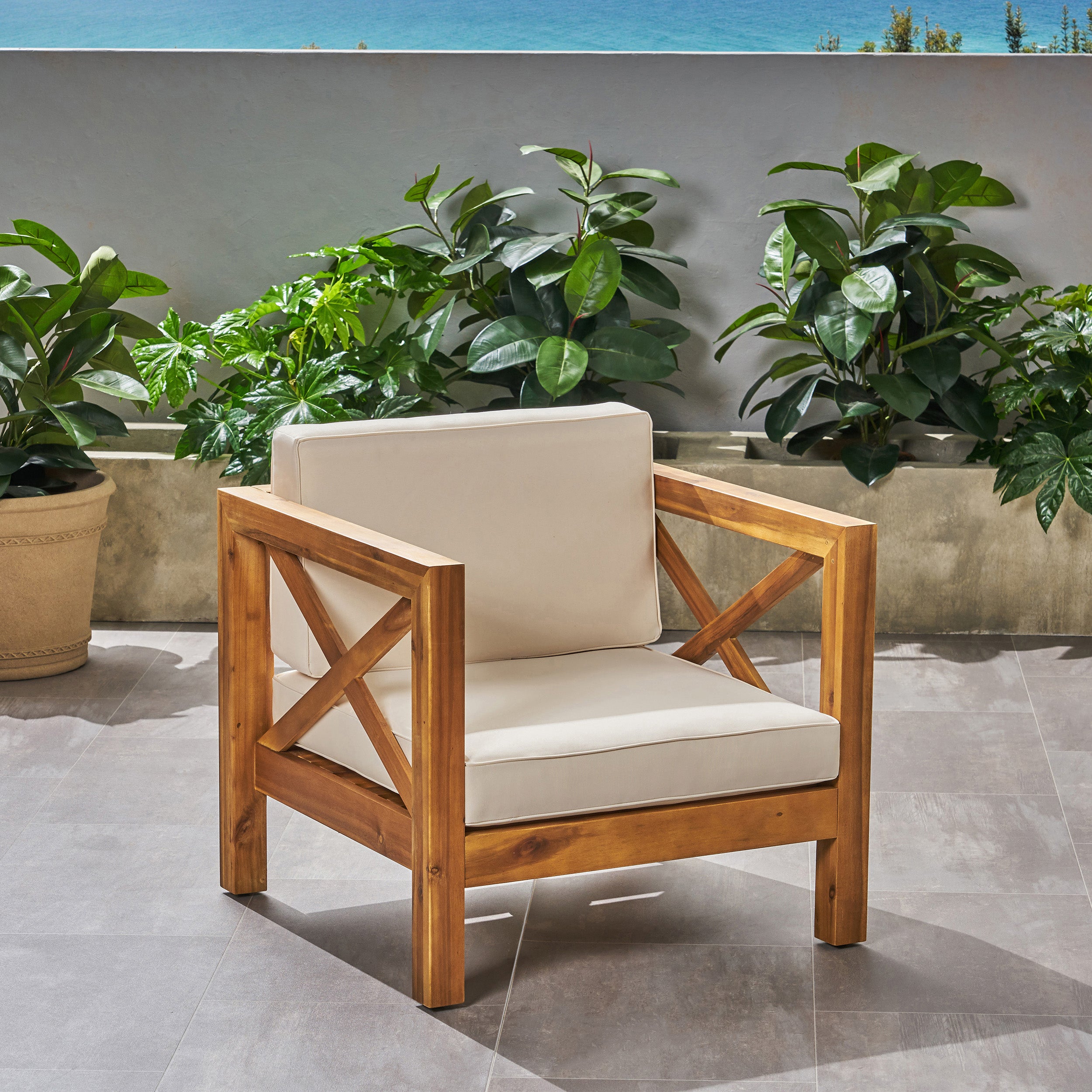 Brava Outdoor Club Chair with Water-Resistant Cushions