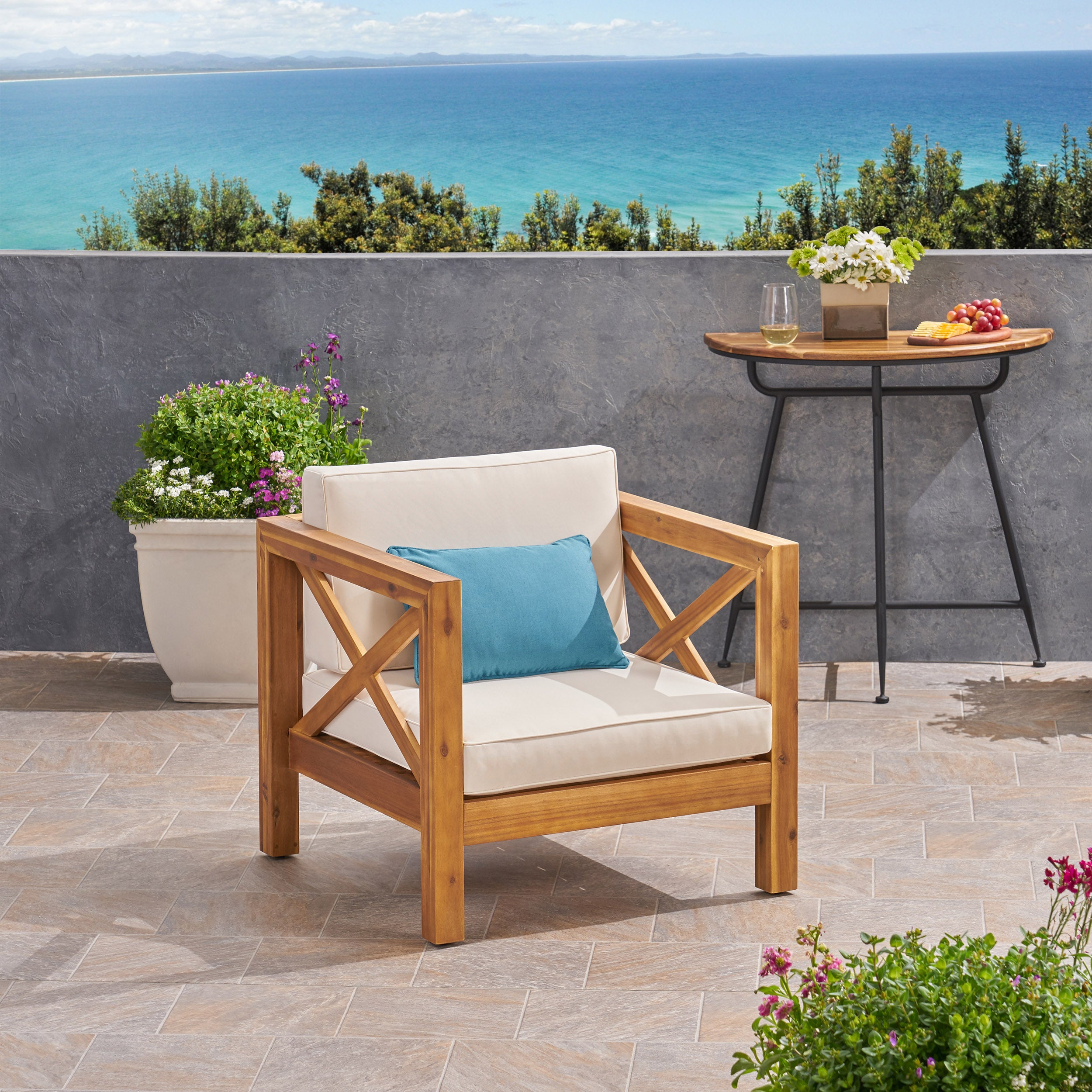 Brava Outdoor Club Chair with Water-Resistant Cushions