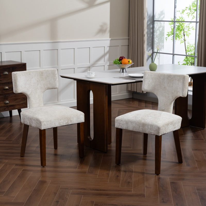 Upholstered T-Back Dining Chairs, Set of 2